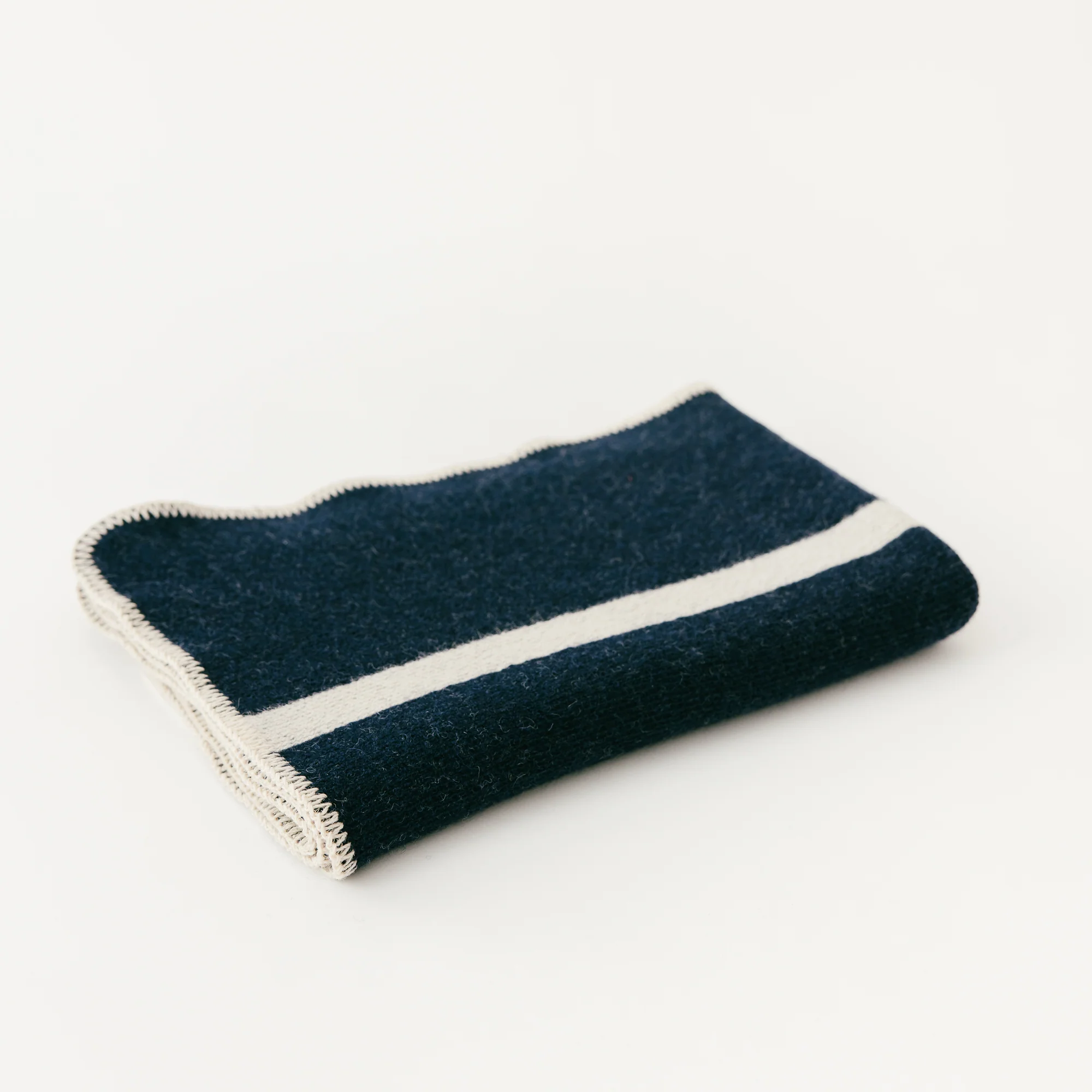 Navy Blue Wool Baby Blanket - Image 5