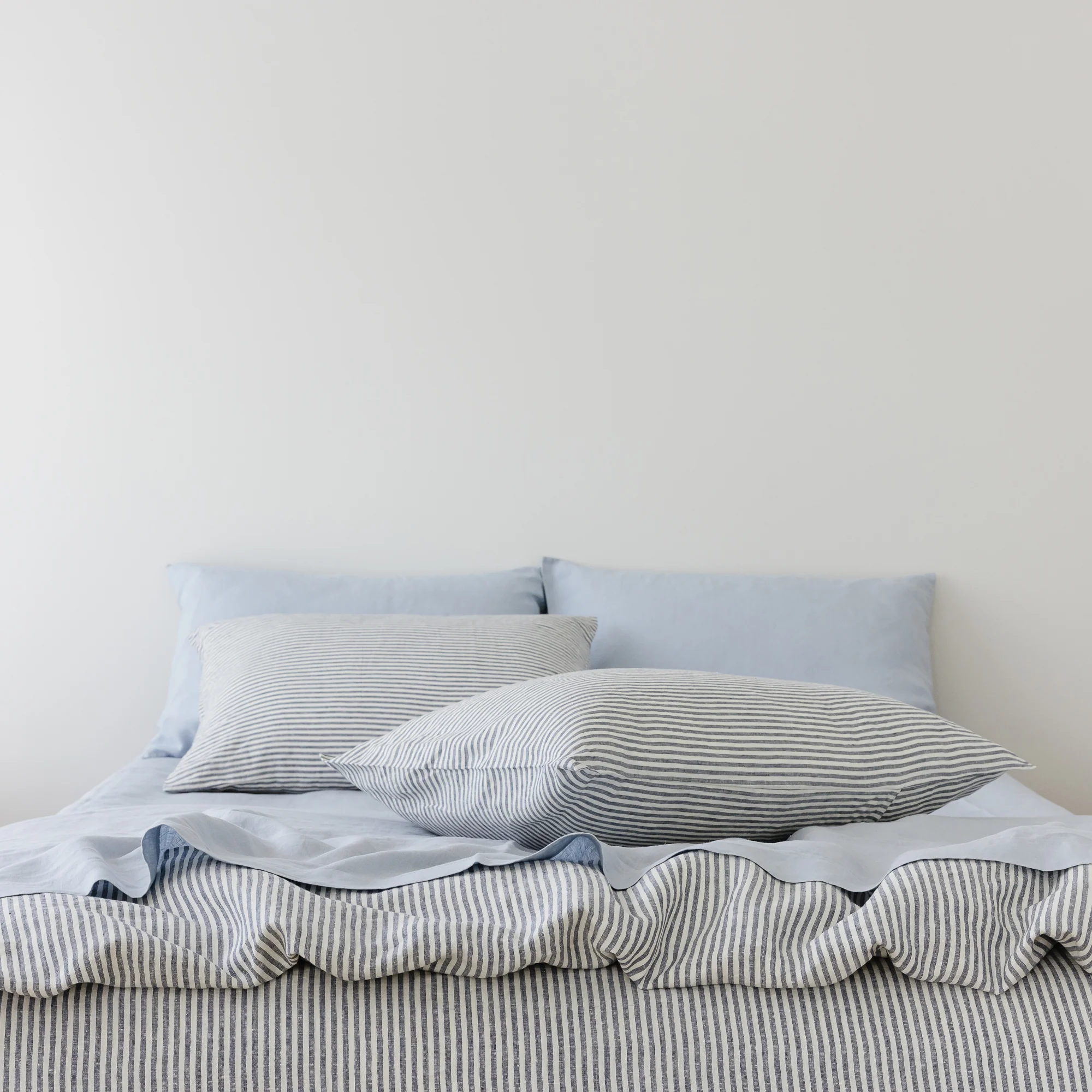 Navy Blue Stripes Linen Duvet - Image 8