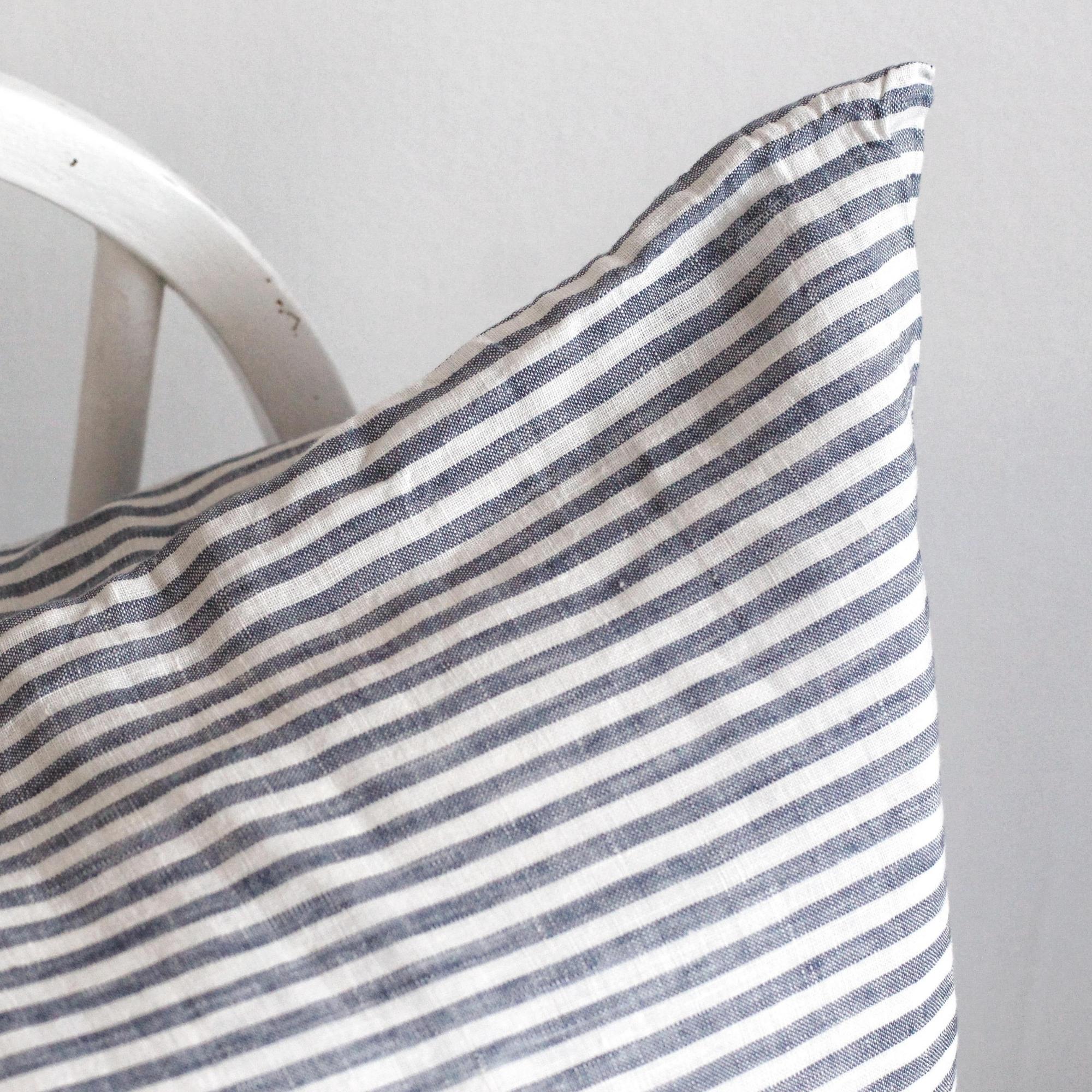 Navy Stripes Linen Cushion Cover - Image 2