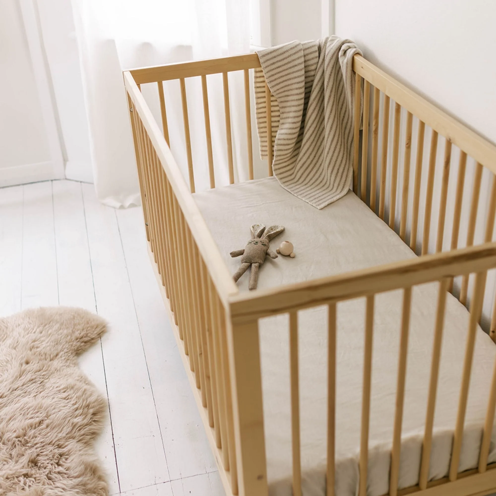Oat Linen Cot/Bassinet Sheet - Image 4