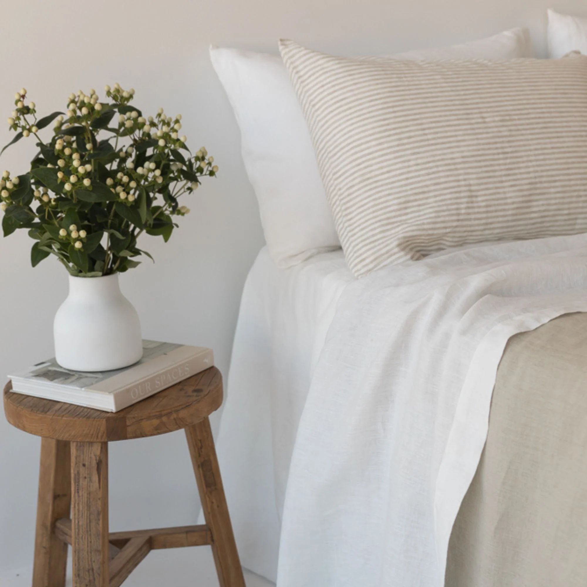Off White Linen Fitted Sheet - Extra Deep Drop - Image 7