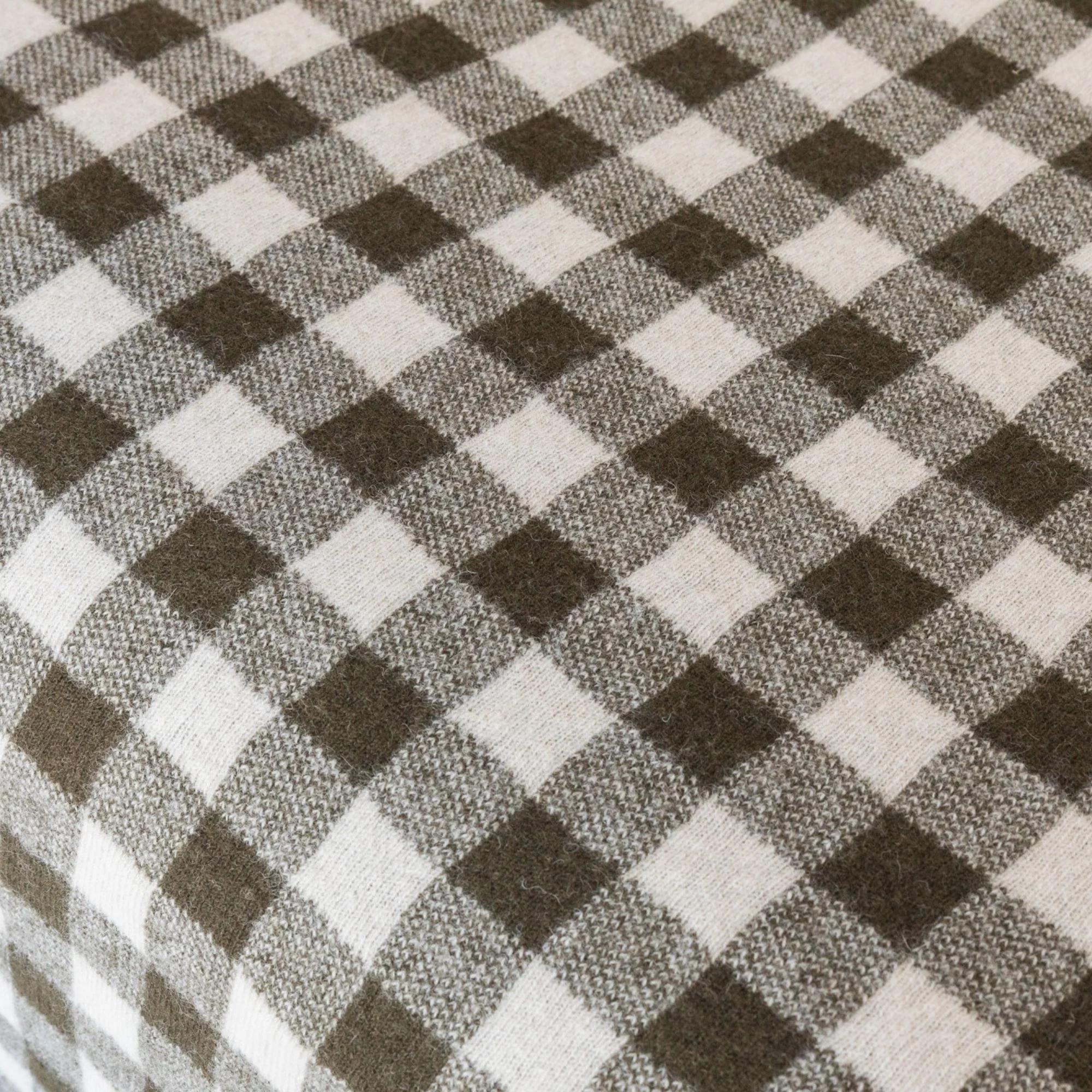 Olive Green Checks Wool Throw Blanket - Image 4