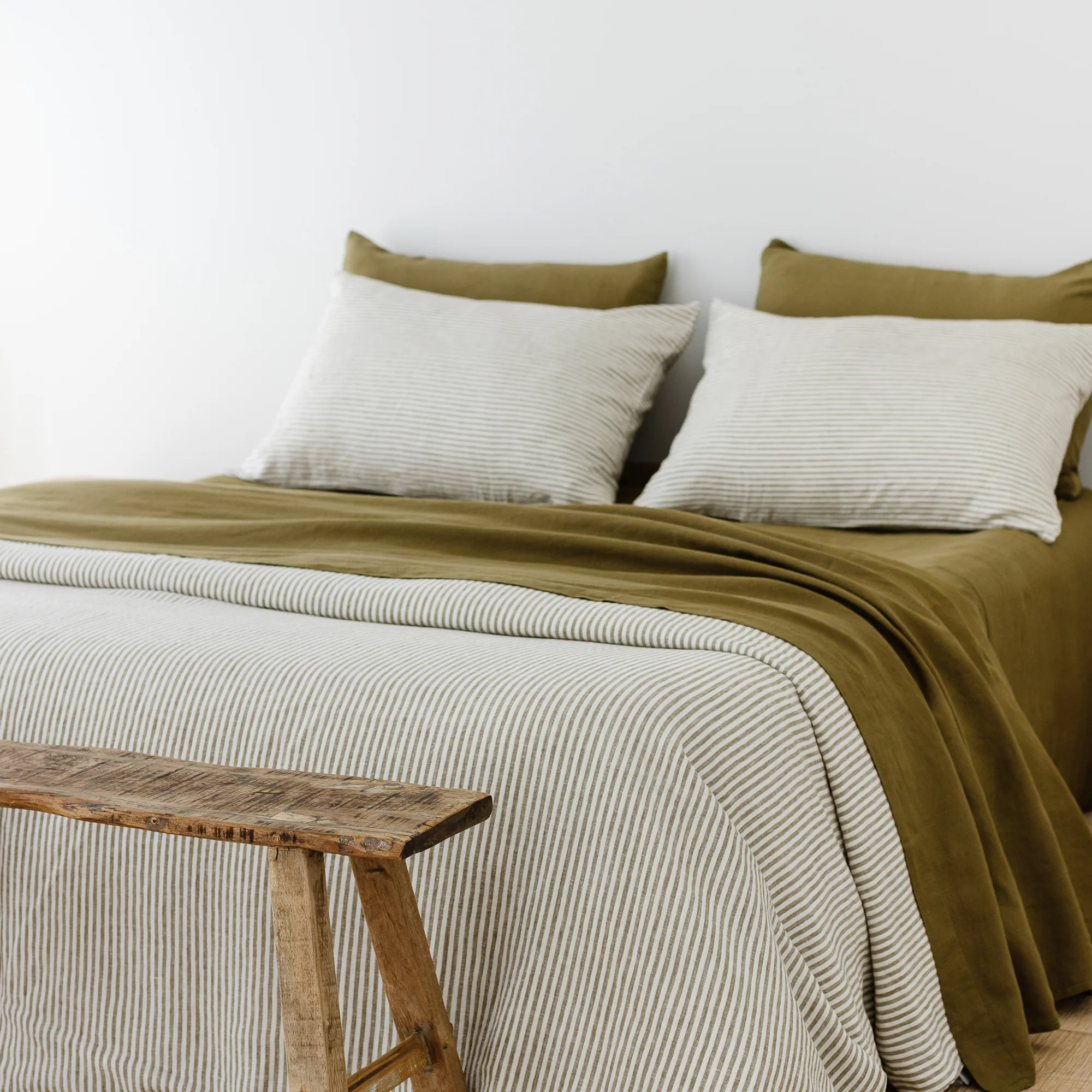 Olive Green Linen Flat Sheet - Image 9