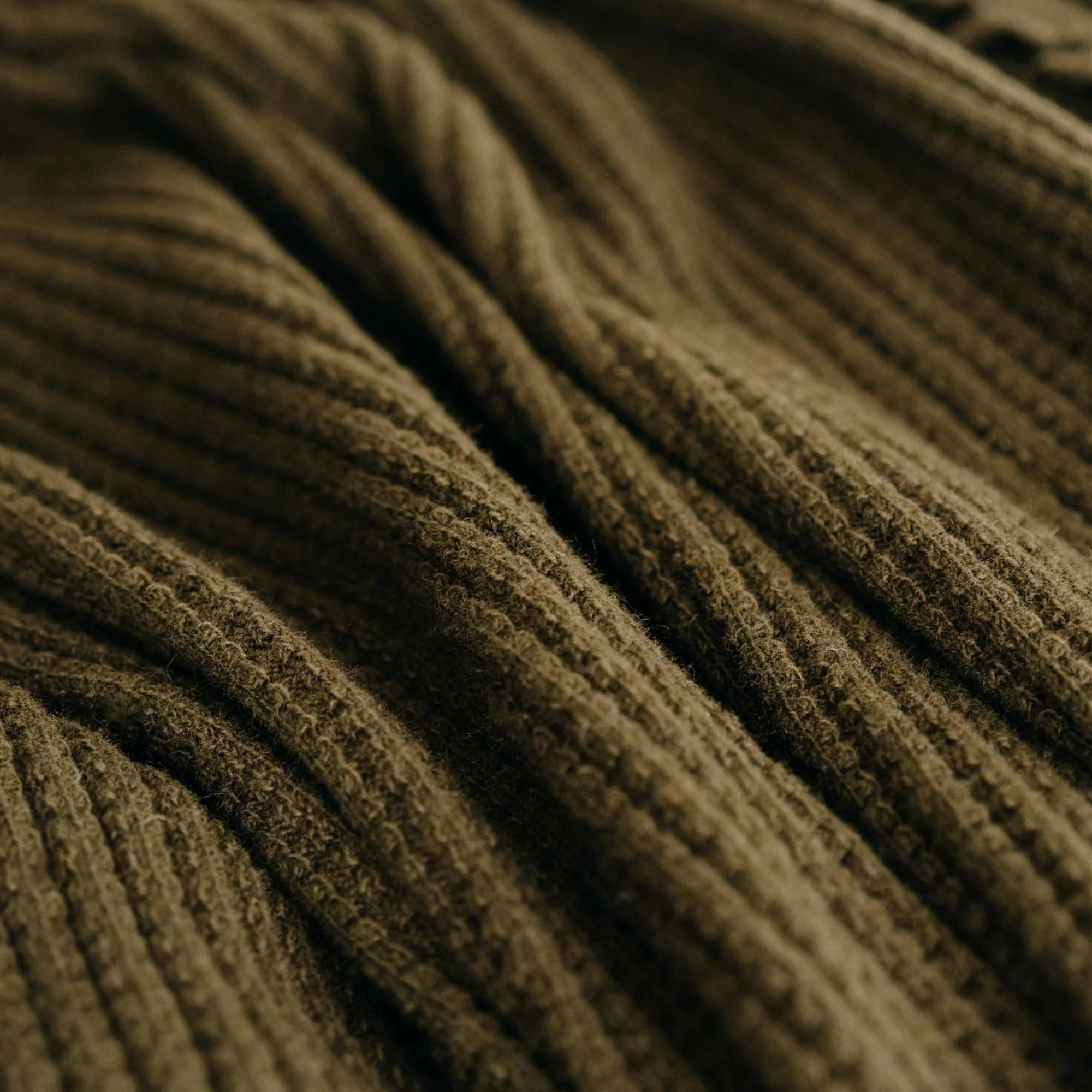 Olive Green Ribbed Wool Throw Blanket - Image 2