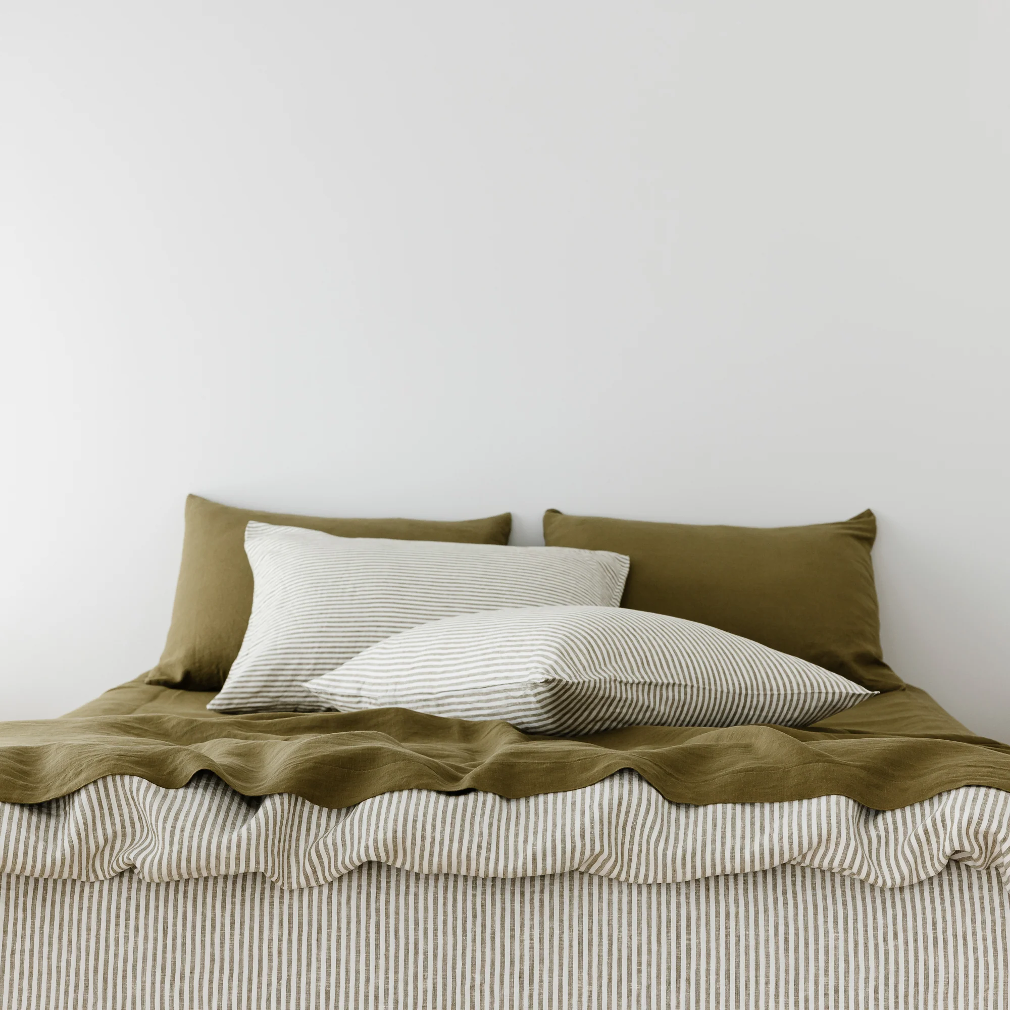 Olive Stripes Linen Duvet - Image 7