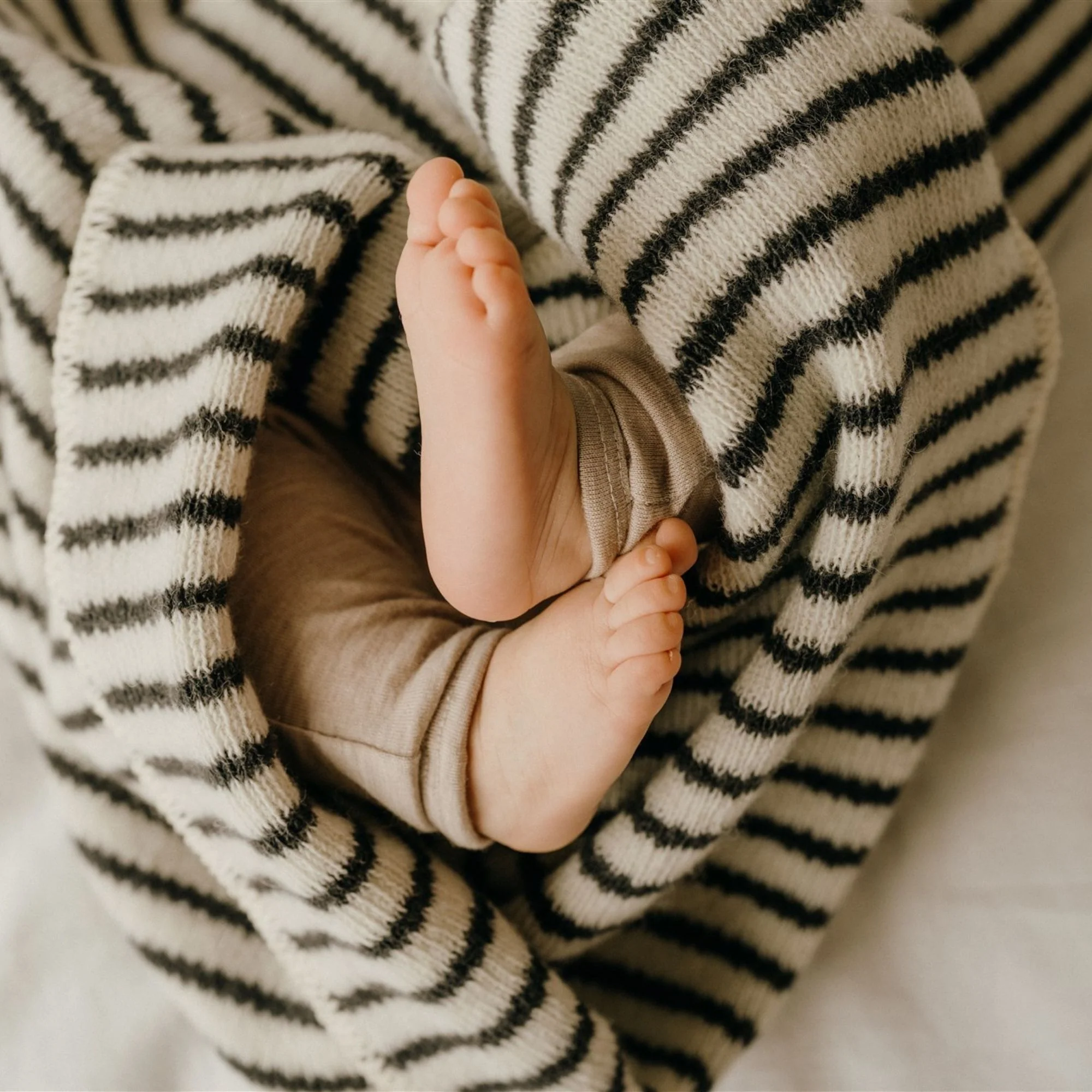 Olive Stripes Wool Baby Blanket - Image 5