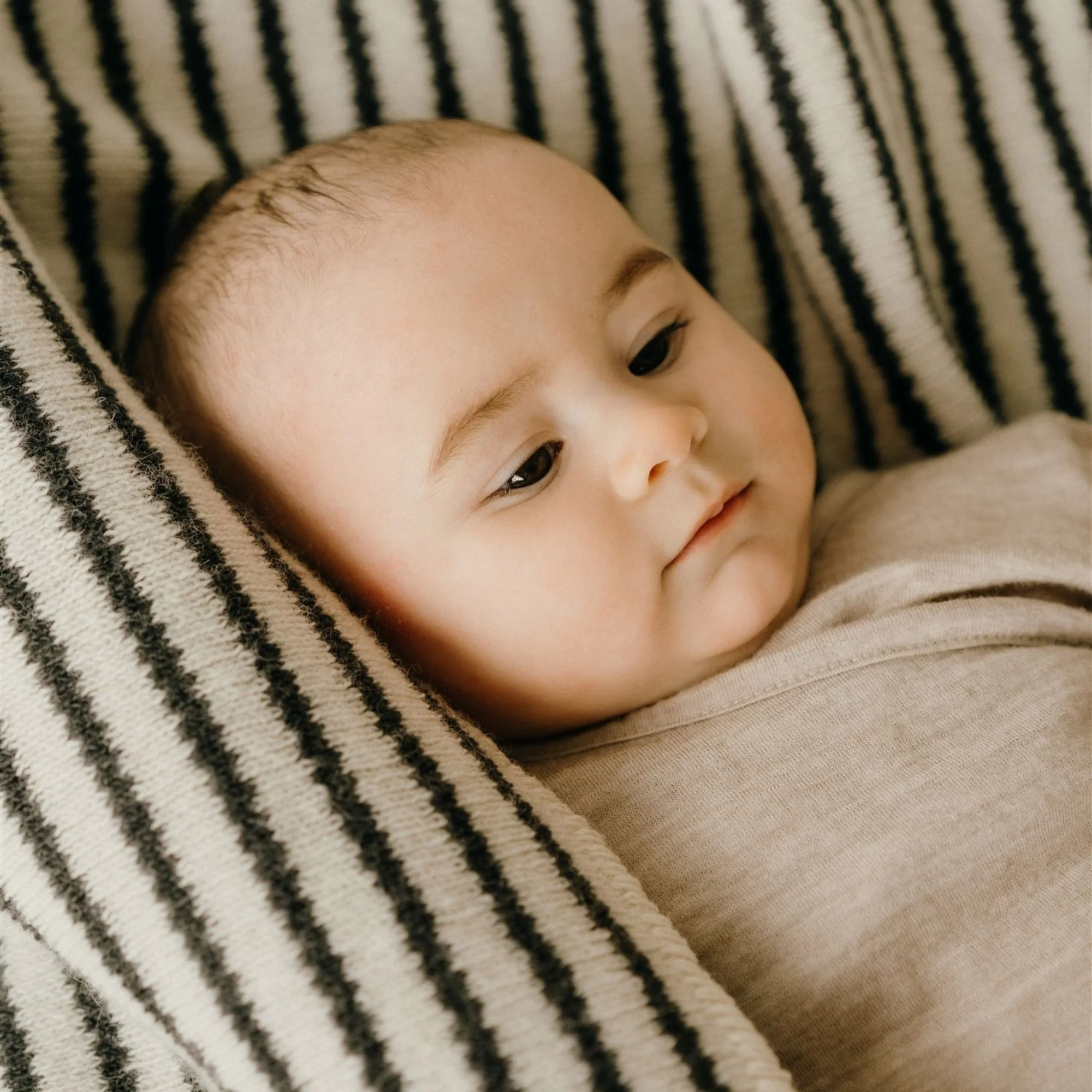 Olive Stripes Wool Baby Blanket - Image 6