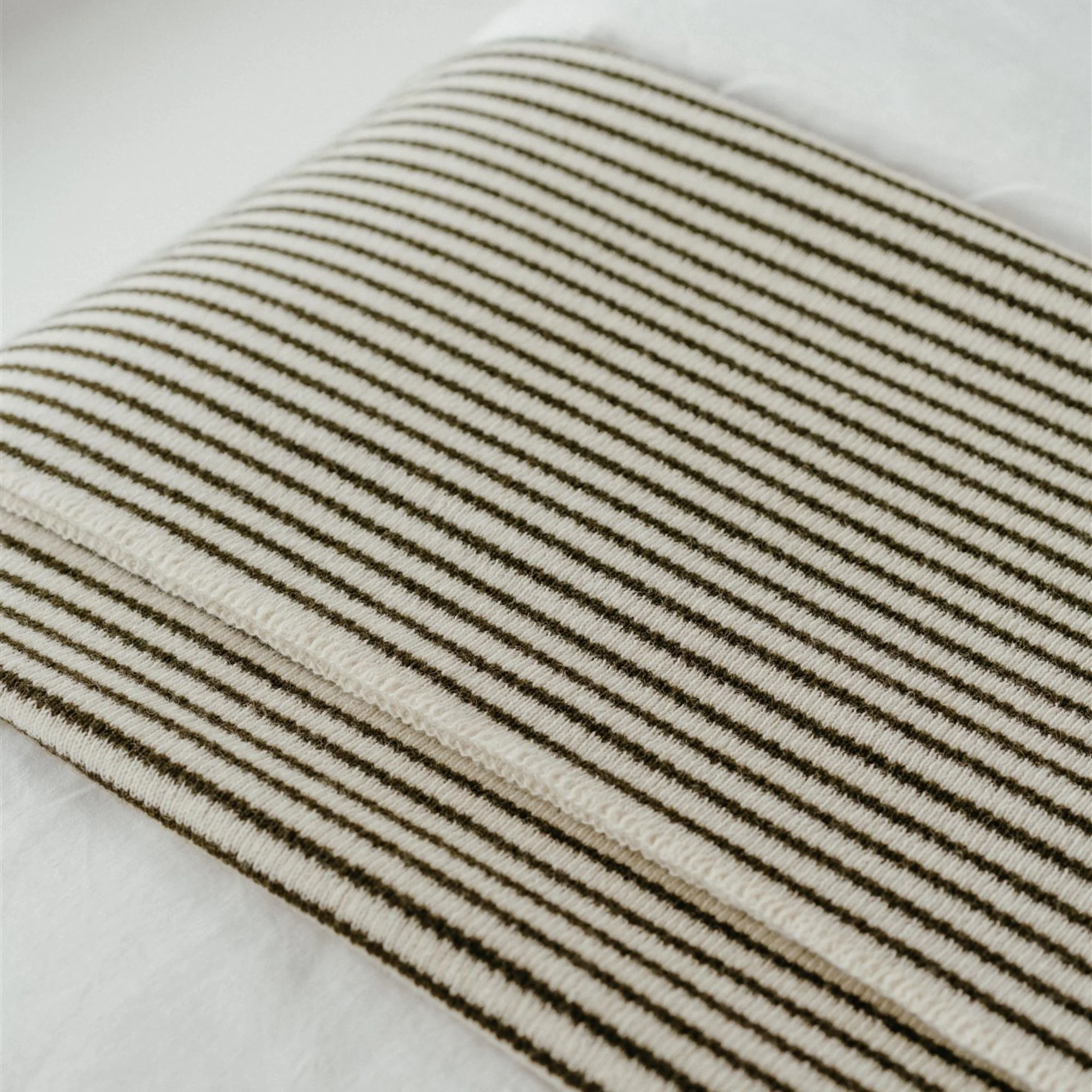 Olive Stripes Wool Throw Blanket - Image 11