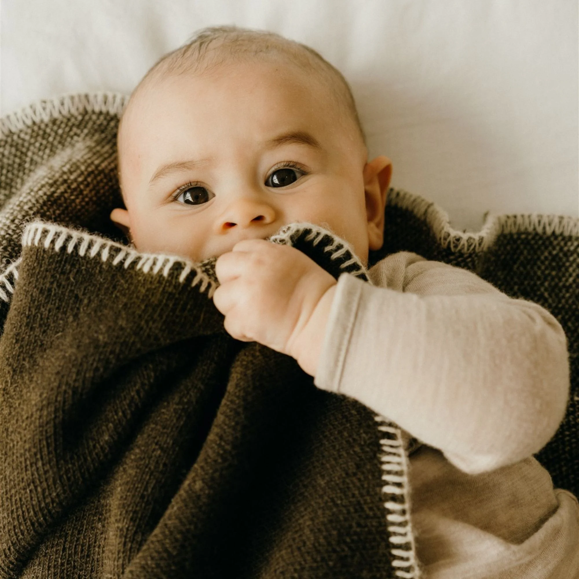 Olive Green Wool Baby Blanket - Image 6