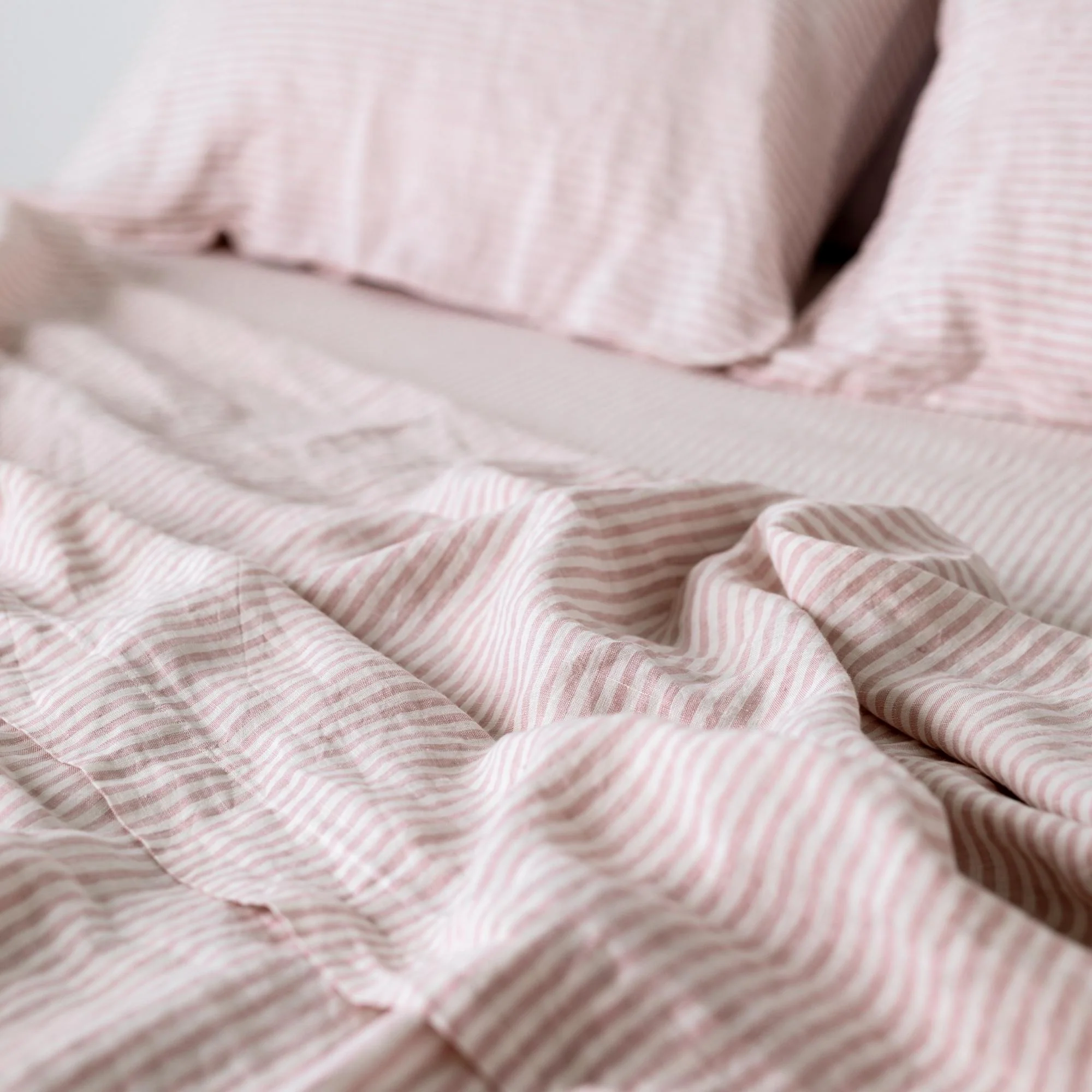 Pink Stripes Linen Flat Sheet - Image 3