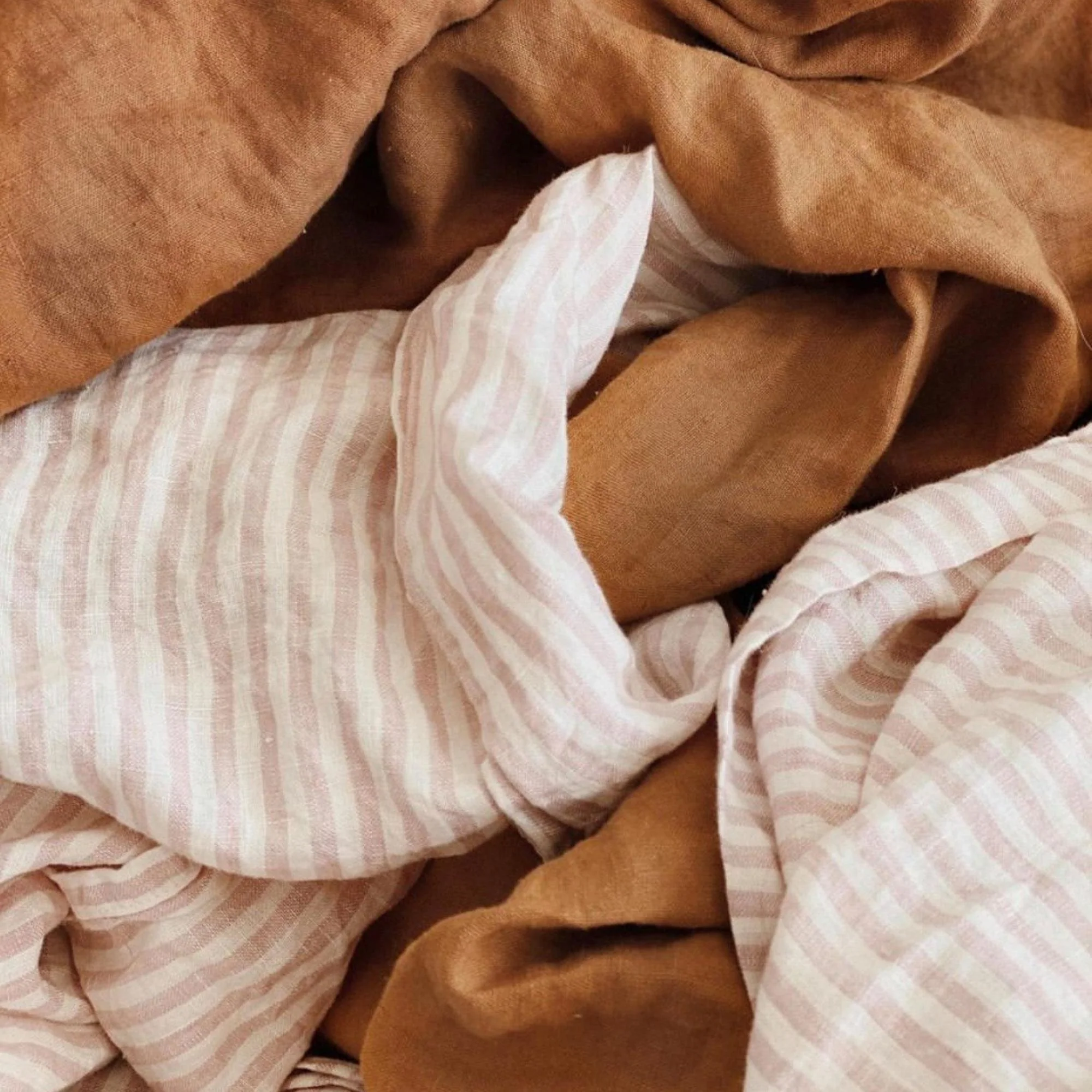 Pink Stripes Linen Flat Sheet - Image 7