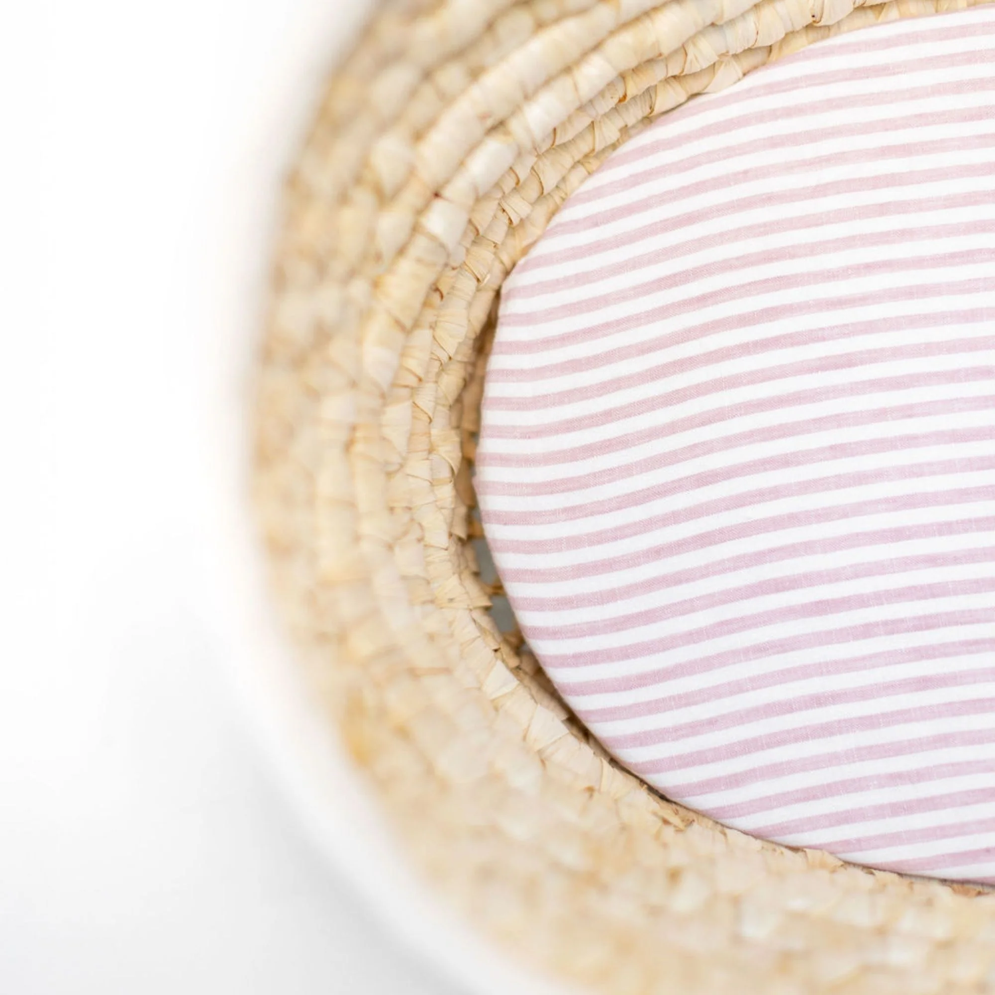 Pink Stripes Linen Cot/Bassinet Sheet