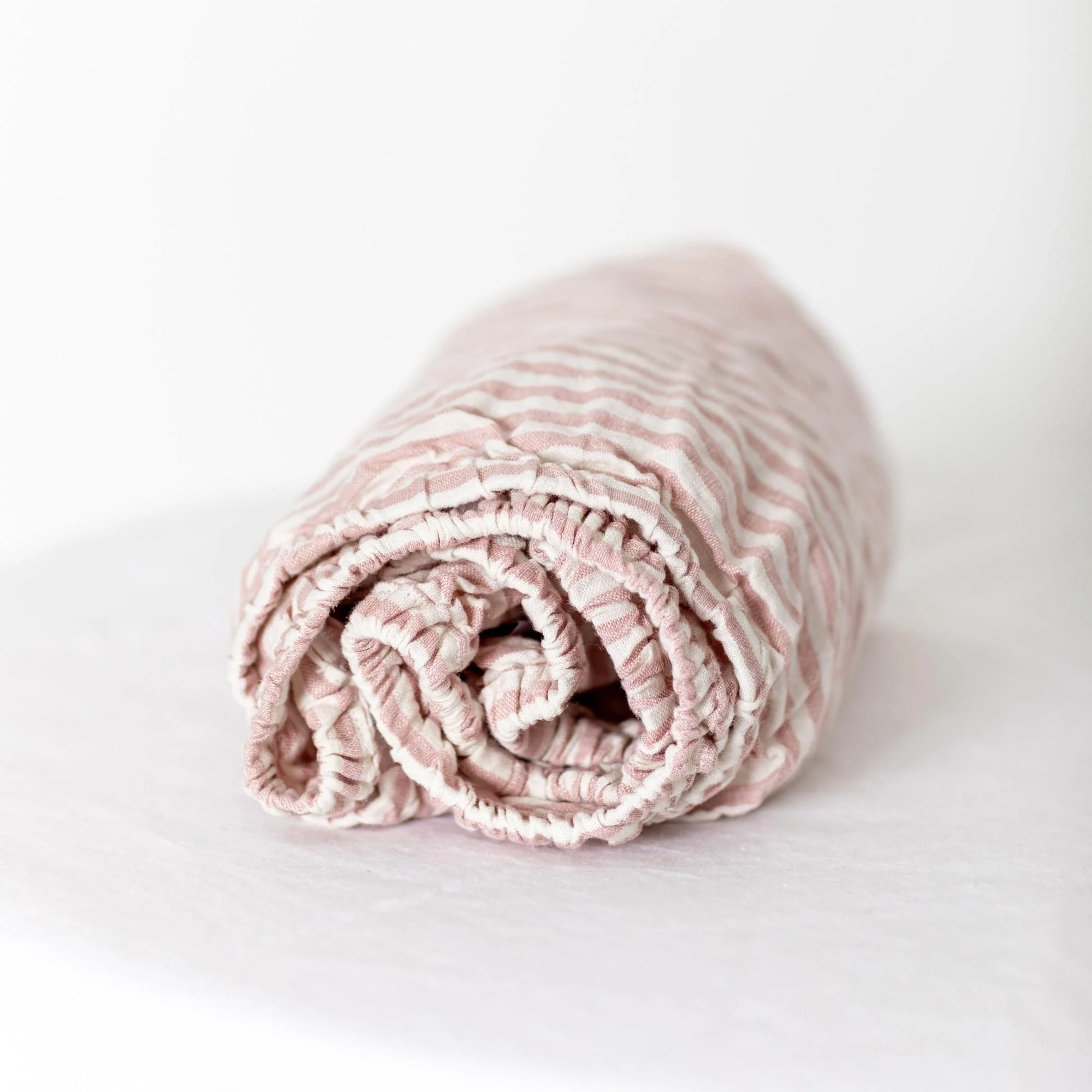 Pink Stripes Linen Cot/Bassinet Sheet - Image 5