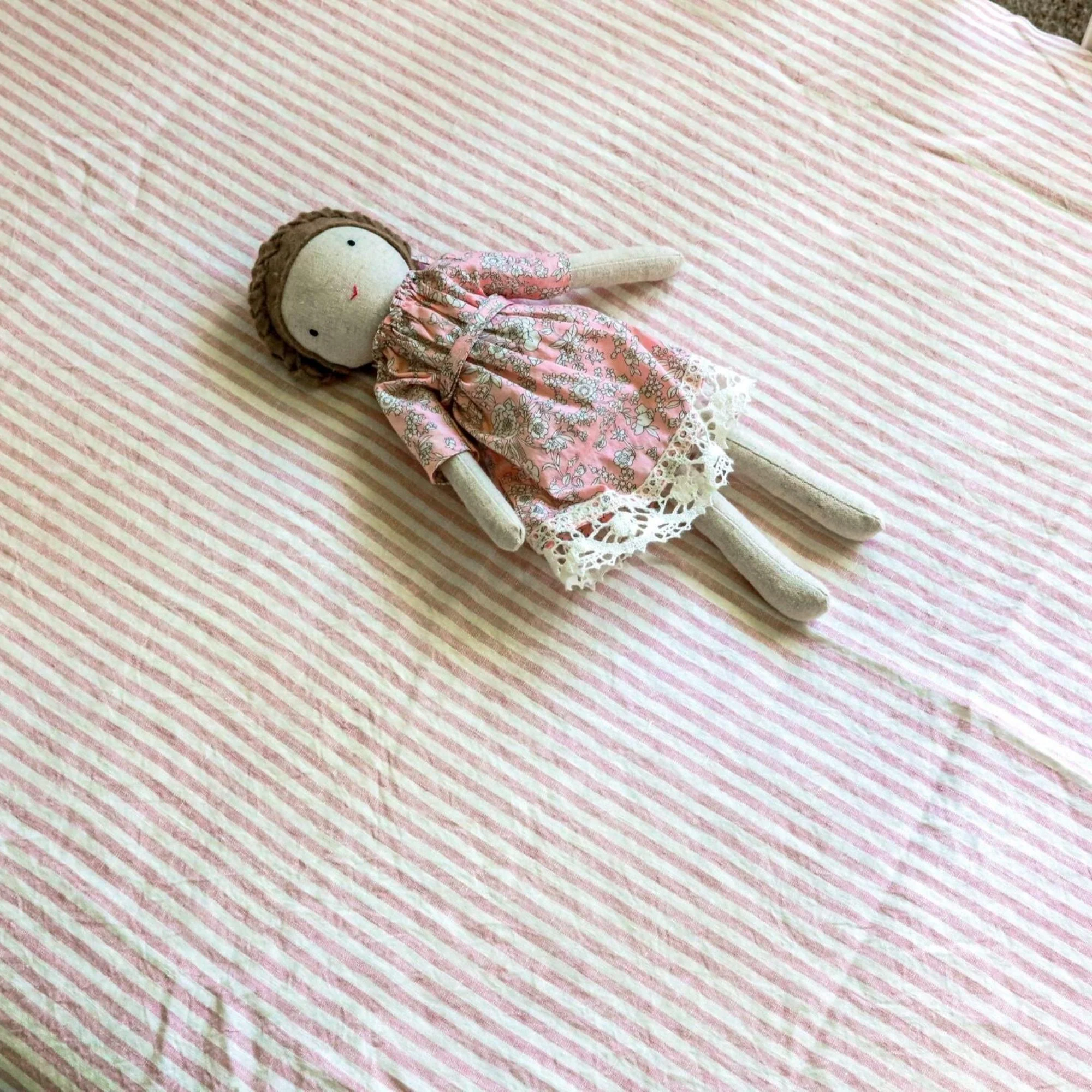 Pink Stripes Linen Cot Duvet - Image 3