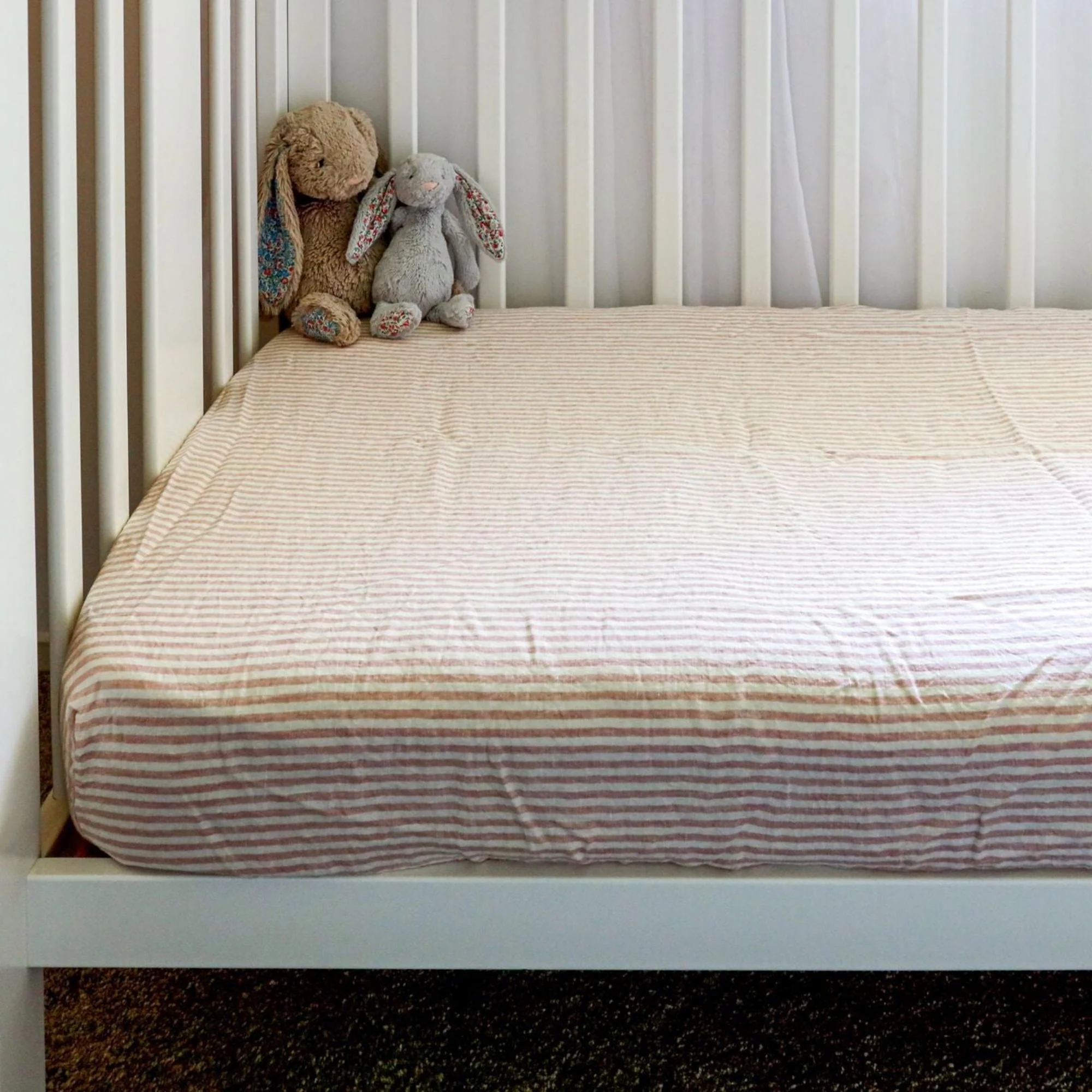 Pink Stripes Linen Cot Duvet - Image 5