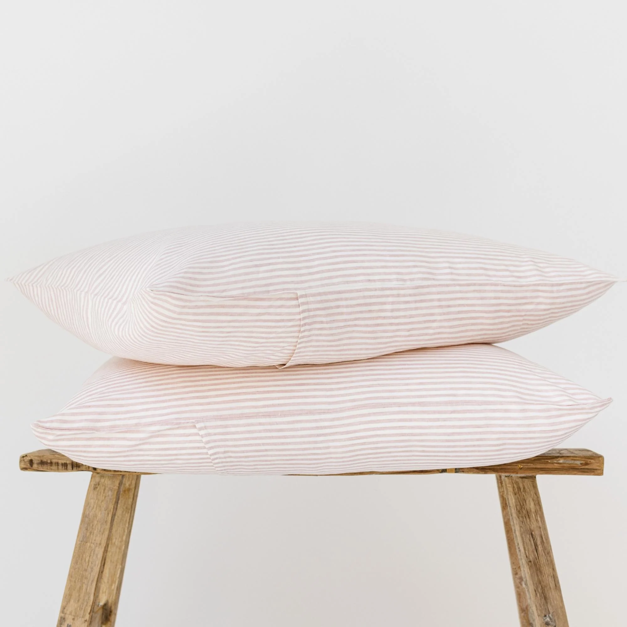 Pink Stripes Linen Pillowcases