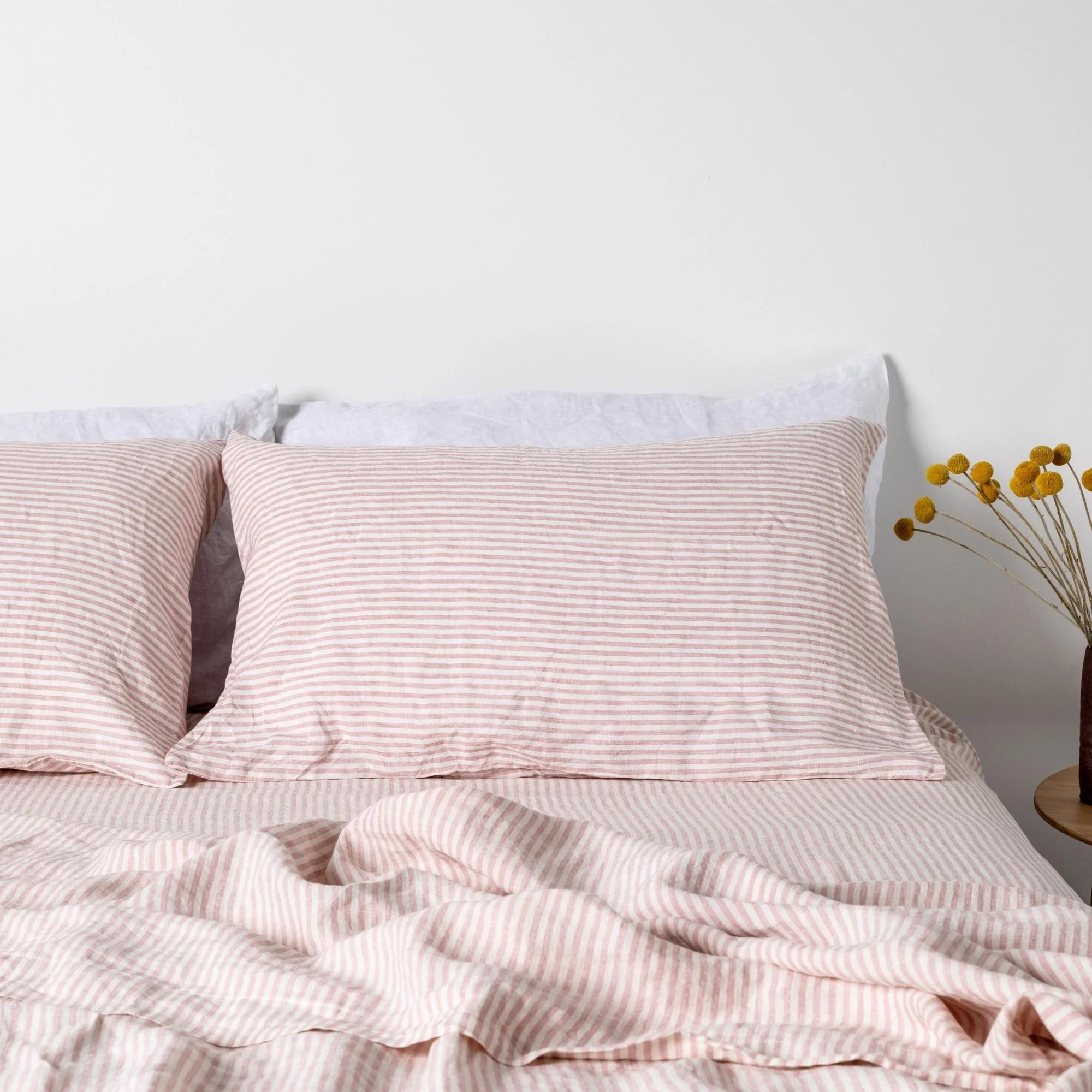 Pink Stripes Linen Pillowcases - Image 3