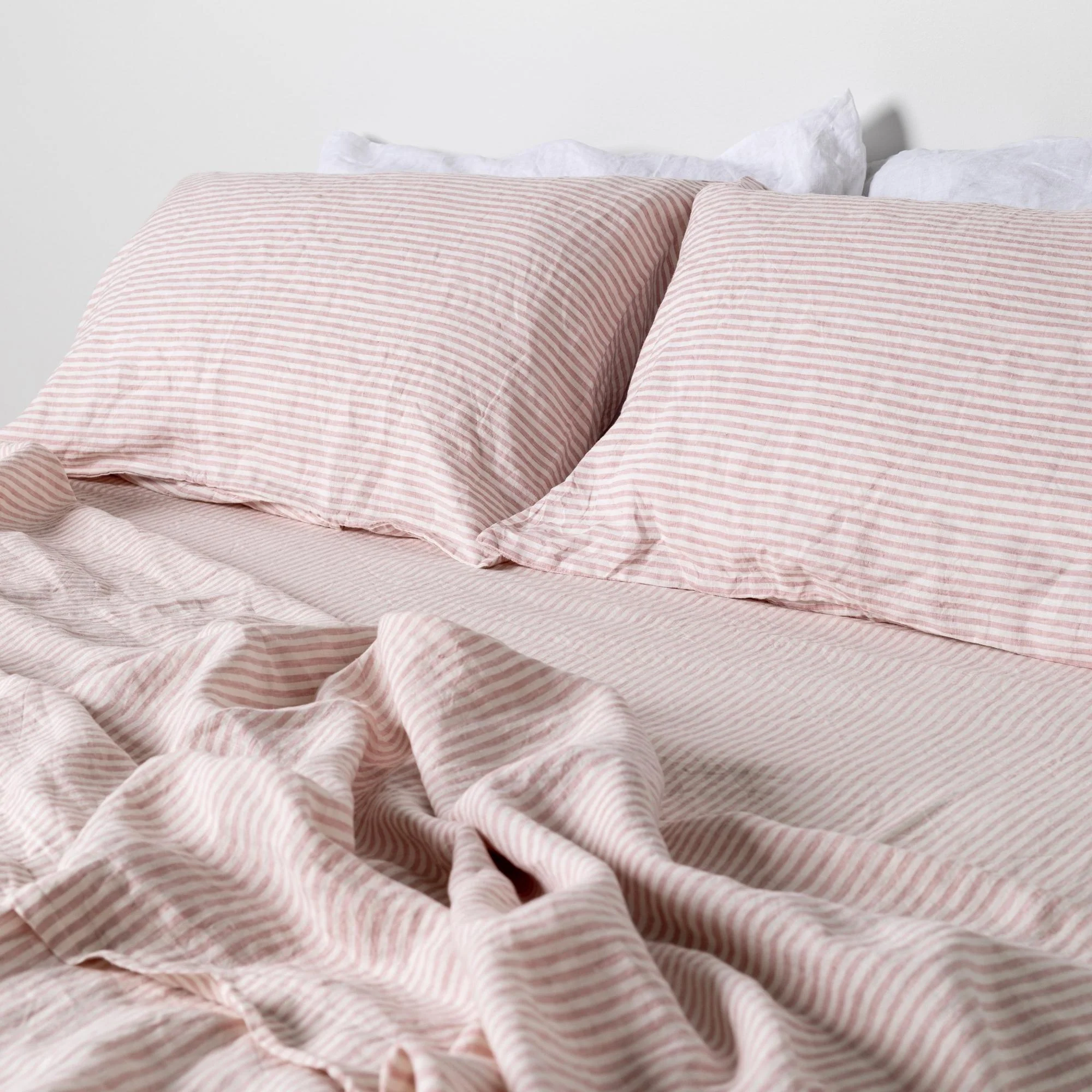 Pink Stripes Linen Pillowcases - Image 4
