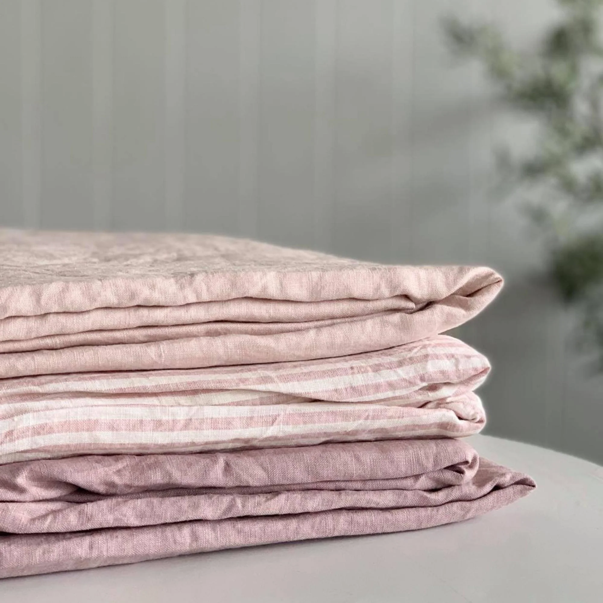 Pink Stripes Linen Pillowcases - Image 8
