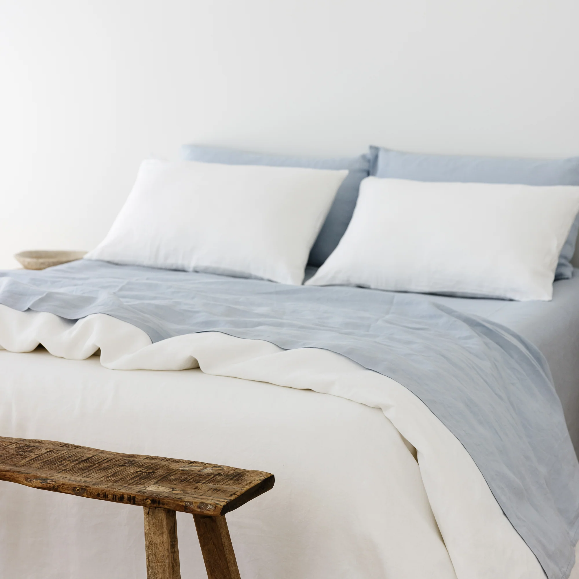 Powder Blue Linen Fitted Sheet - Image 5