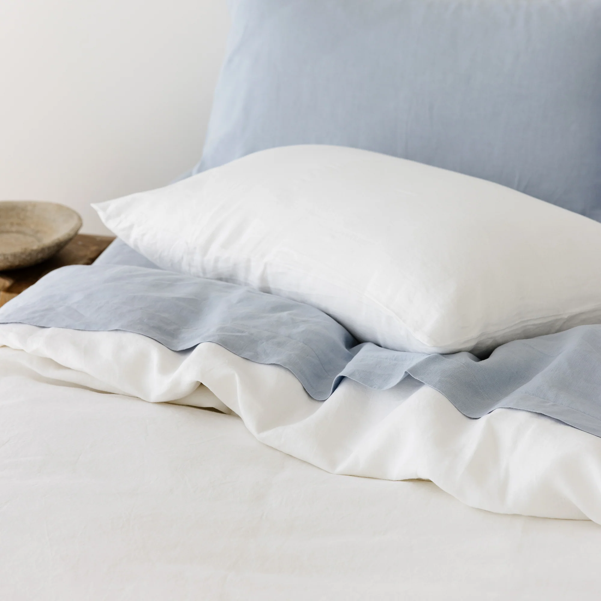 Powder Blue Linen Flat Sheet - Image 13