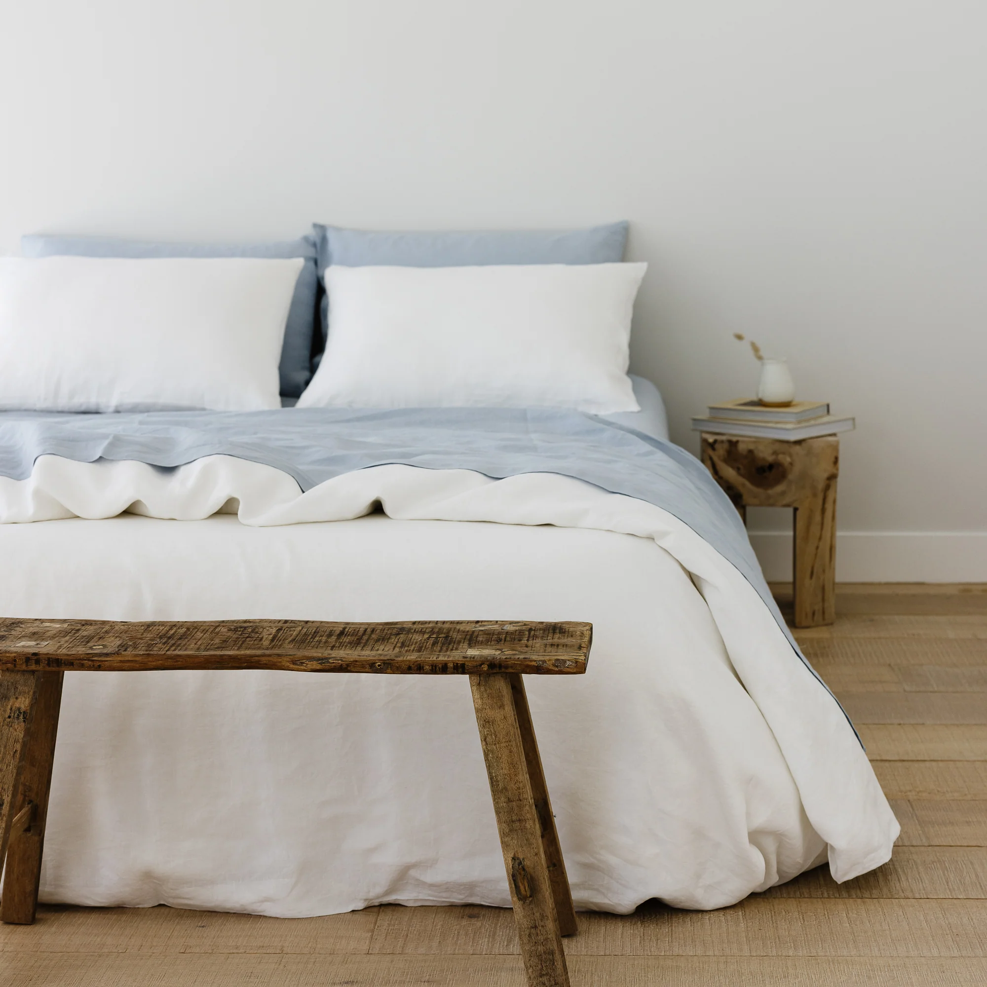 Powder Blue Linen Flat Sheet - Image 16