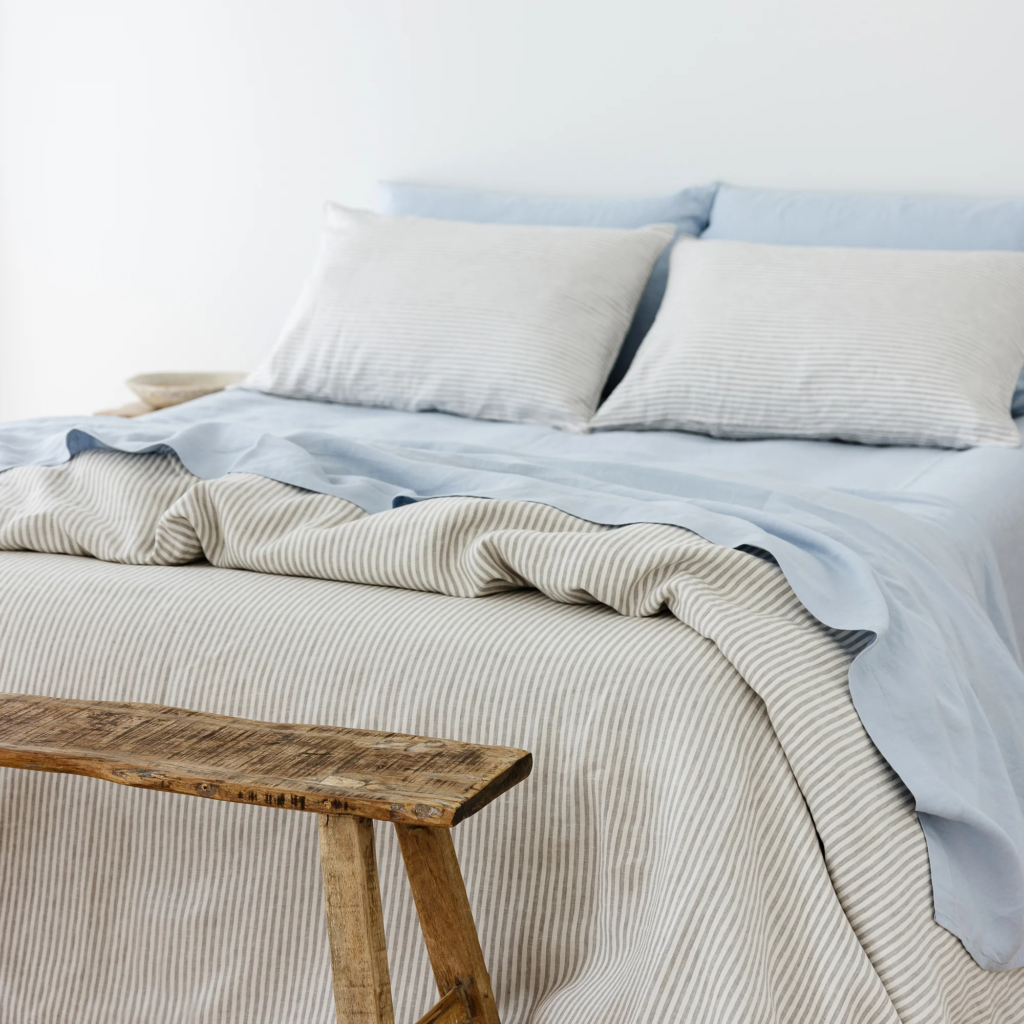 Powder Blue Linen Flat Sheet - Image 6
