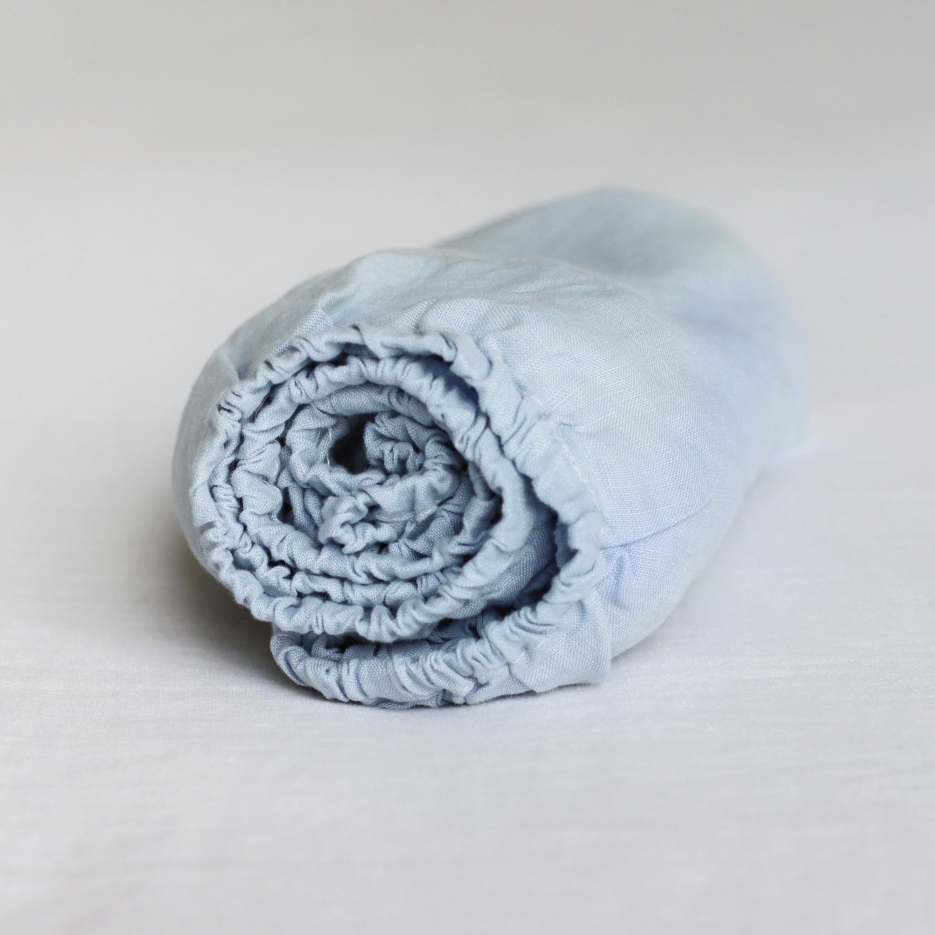 Powder Blue Linen Cot/Bassinet Sheet - Image 5
