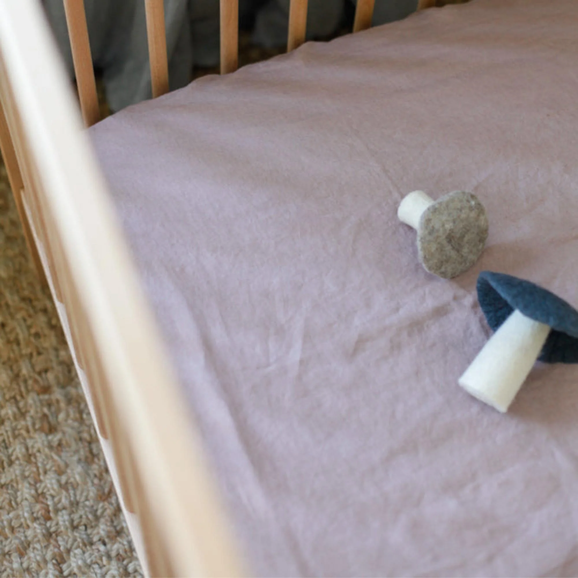 Rosewood Pink Linen Cot Duvet - Image 3