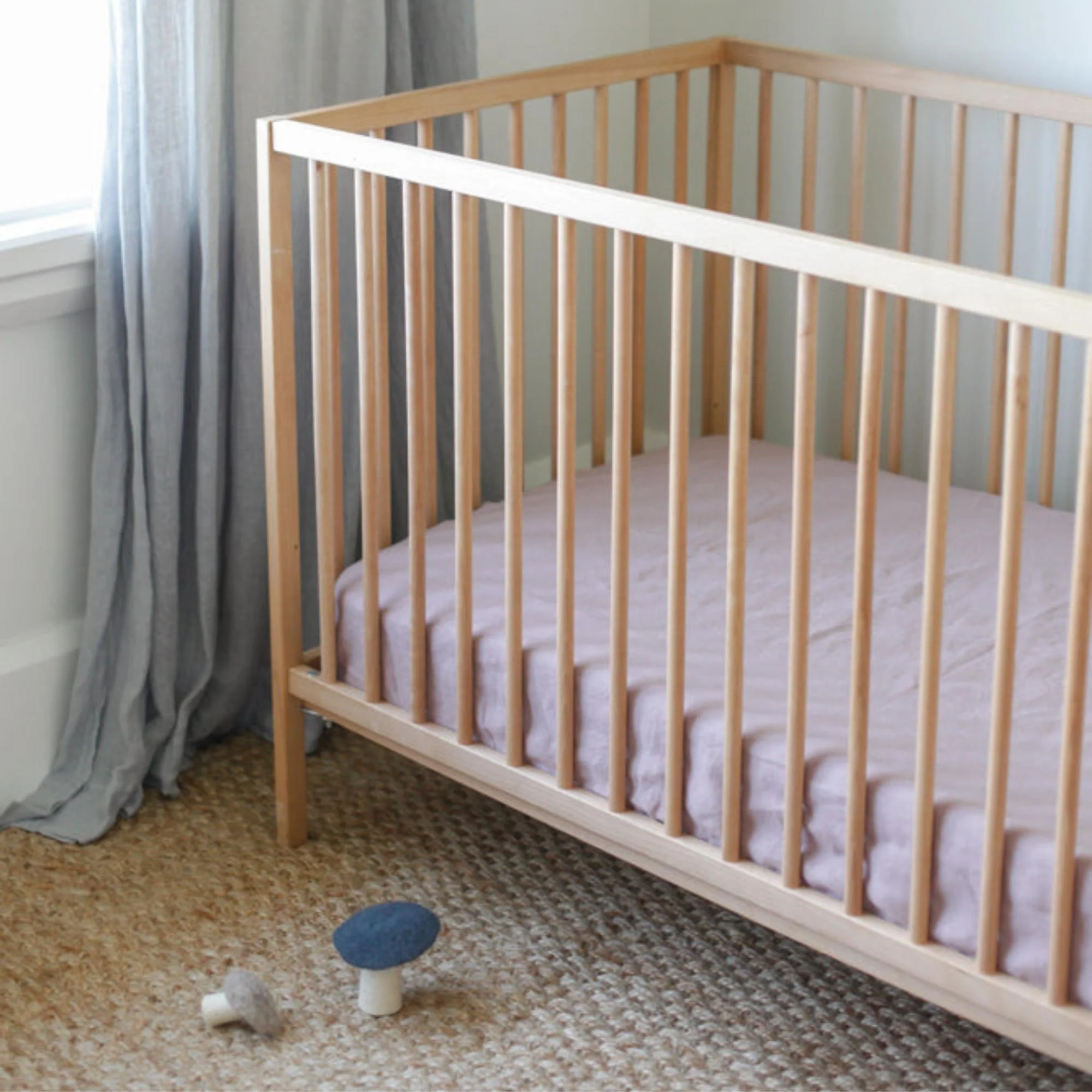 Rosewood Pink Linen Cot Duvet - Image 5