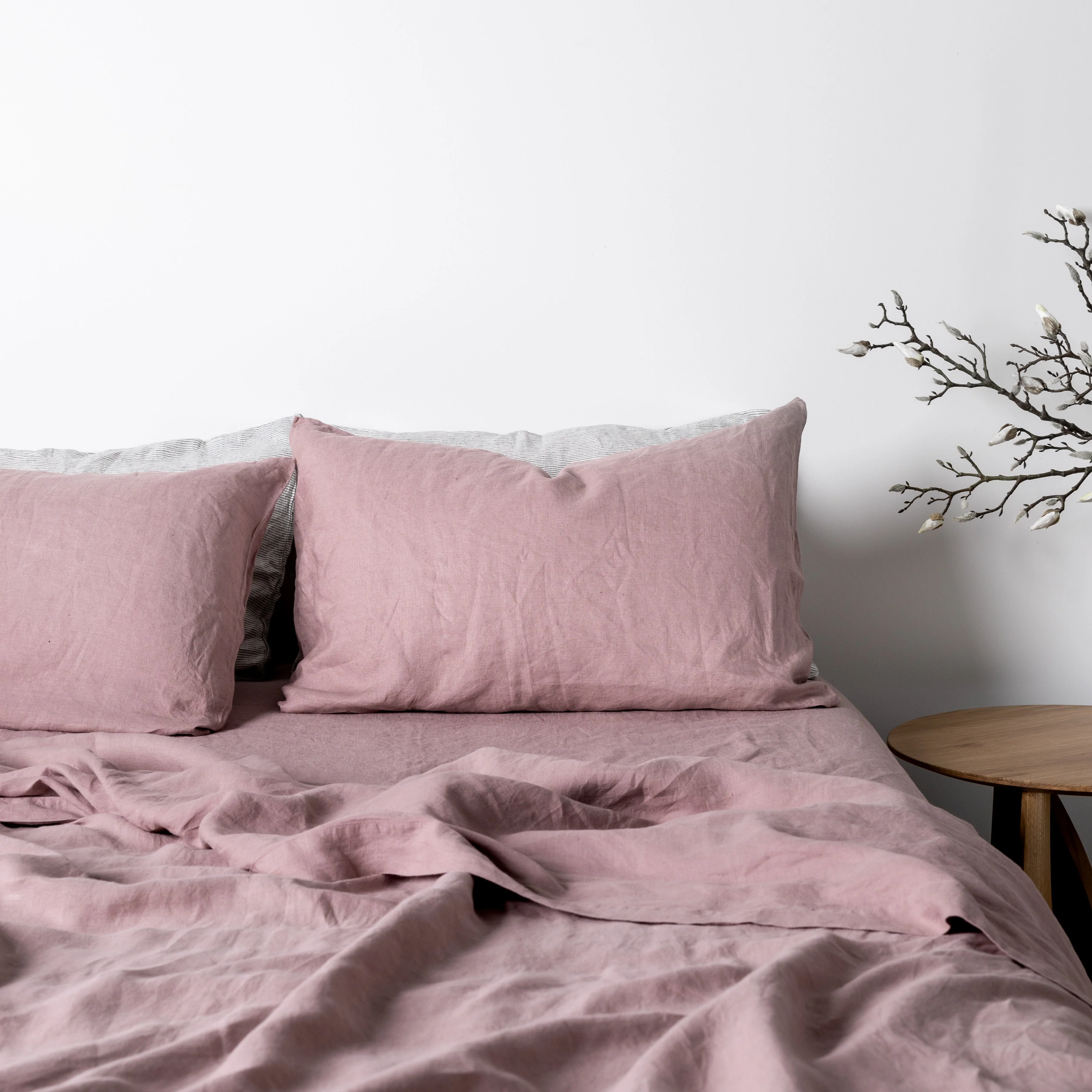Rosewood Pink Linen Flat Sheet - Image 3