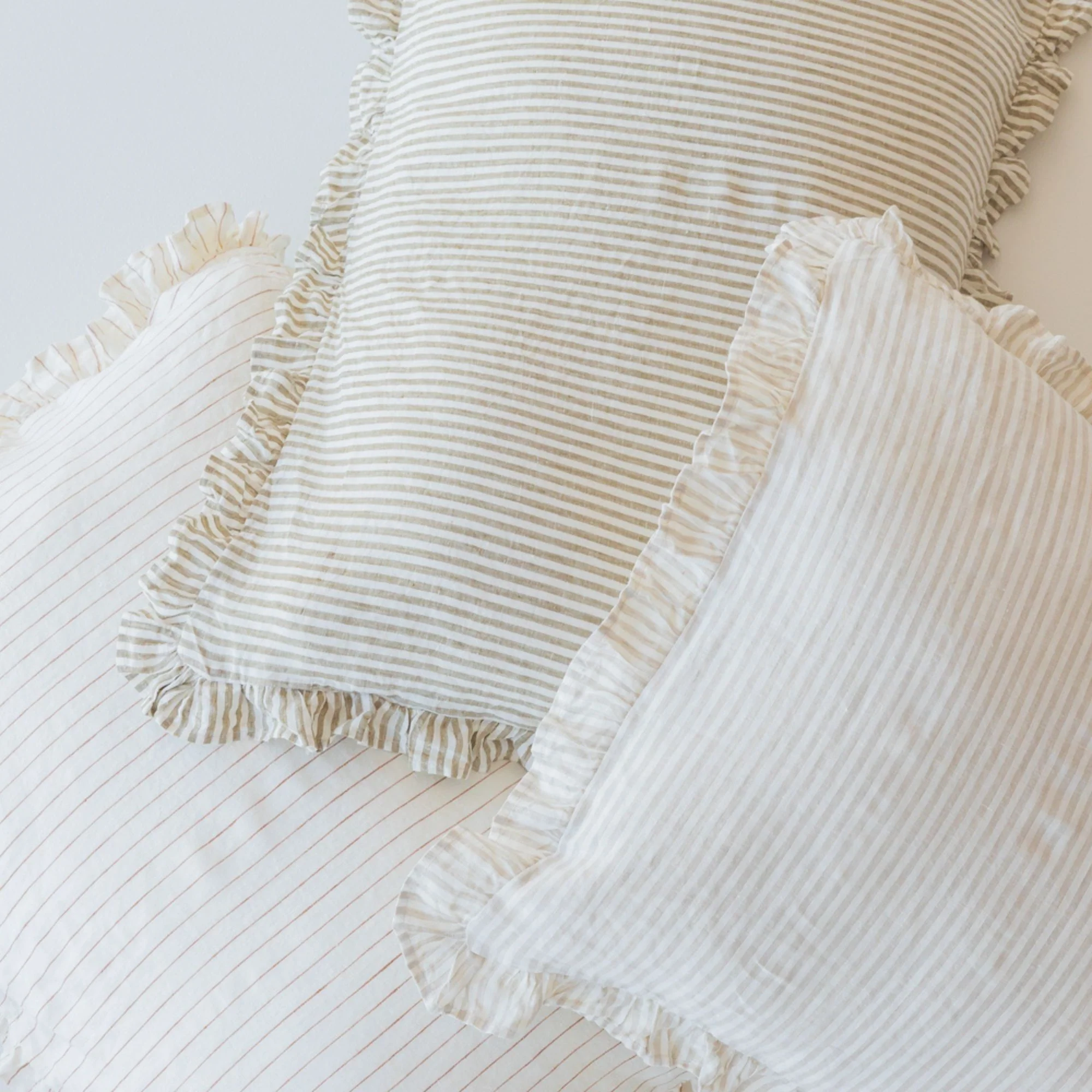 Ruffles Cushion in Olive Stripes - Image 8