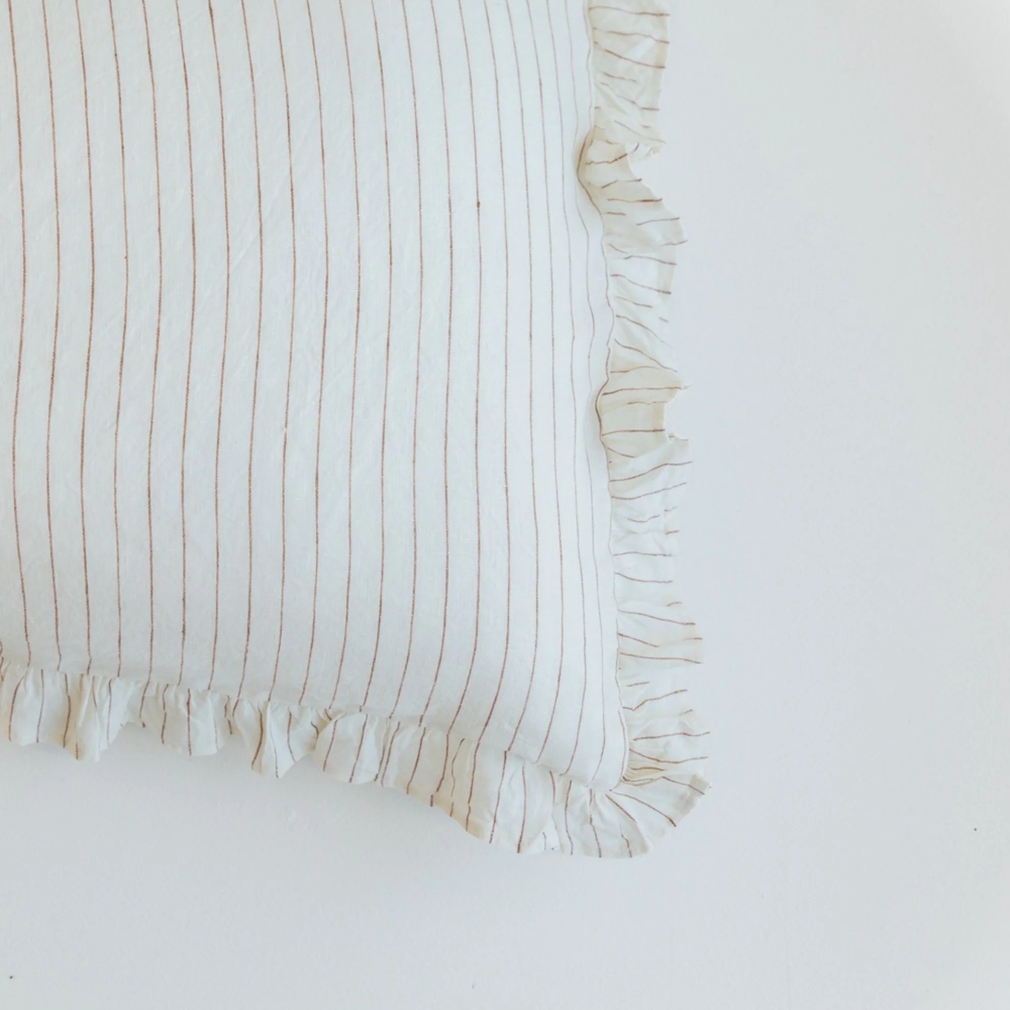 Ruffles Cushion in Tobacco Stripes