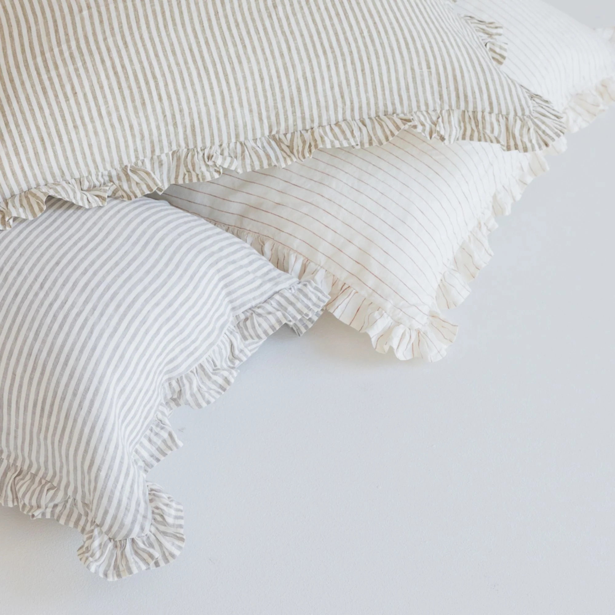 Ruffles Cushion in Olive Stripes - Image 2