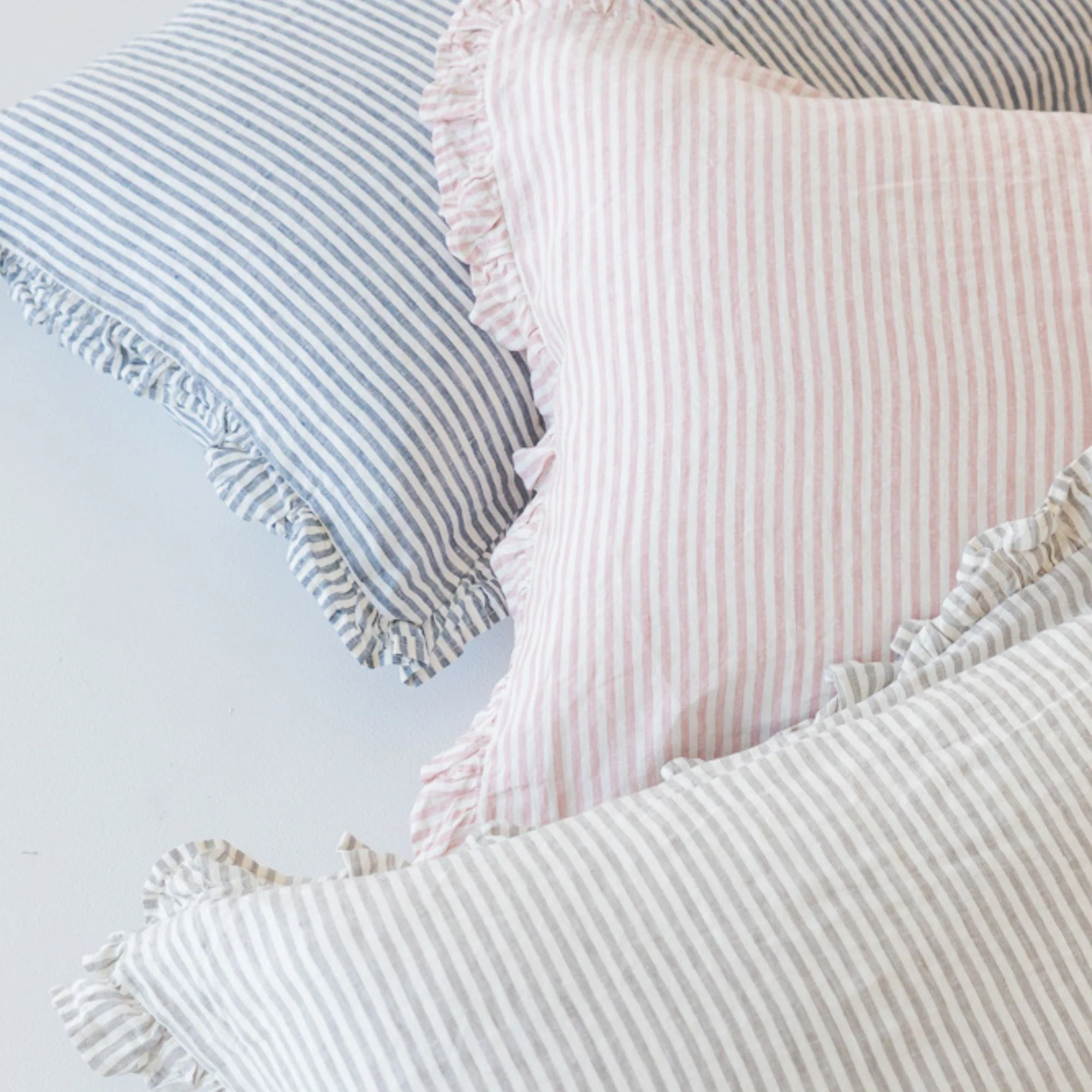 Ruffles Pillowcases in Pink Stripes - Image 2