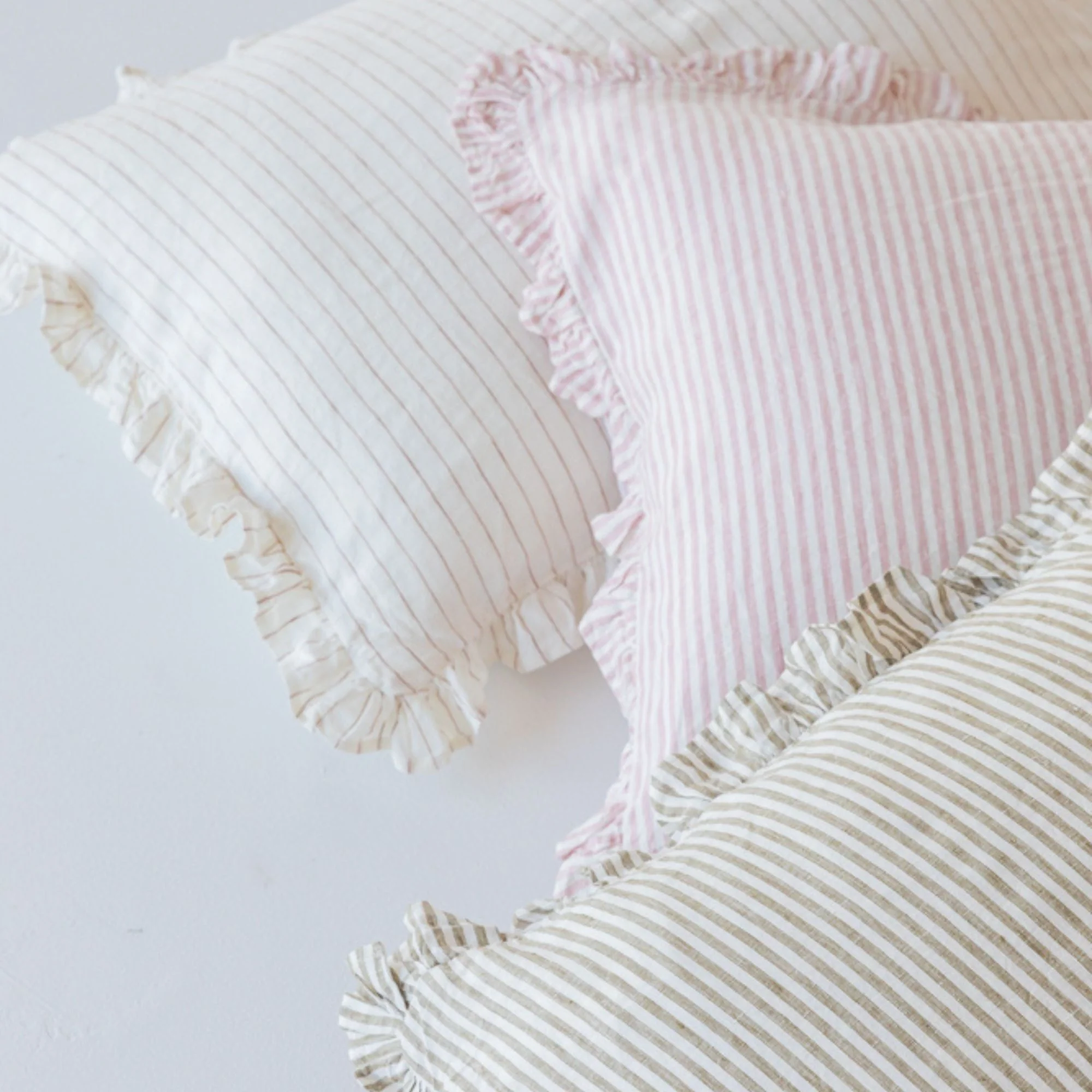 Ruffles Cushion in Olive Stripes - Image 6