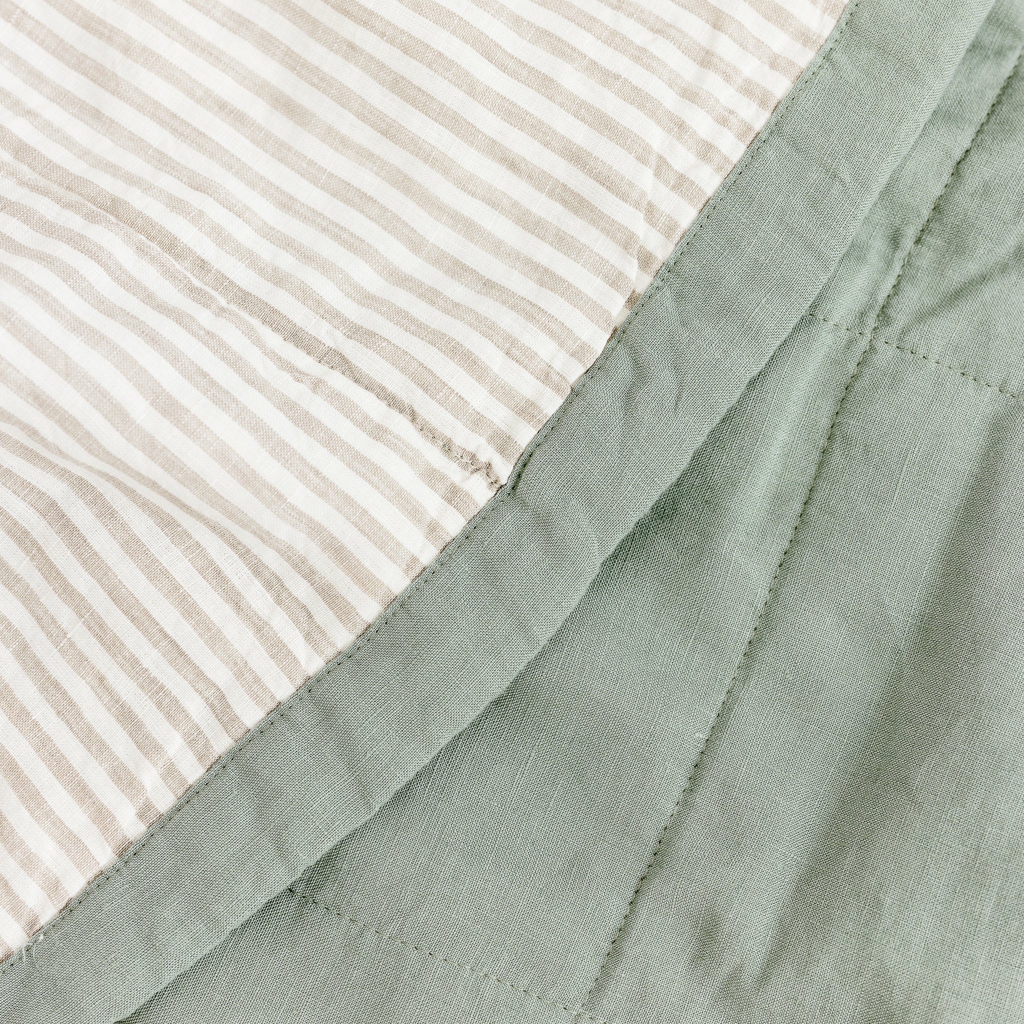 Sage & Sand Stripes Linen Quilt - Image 3