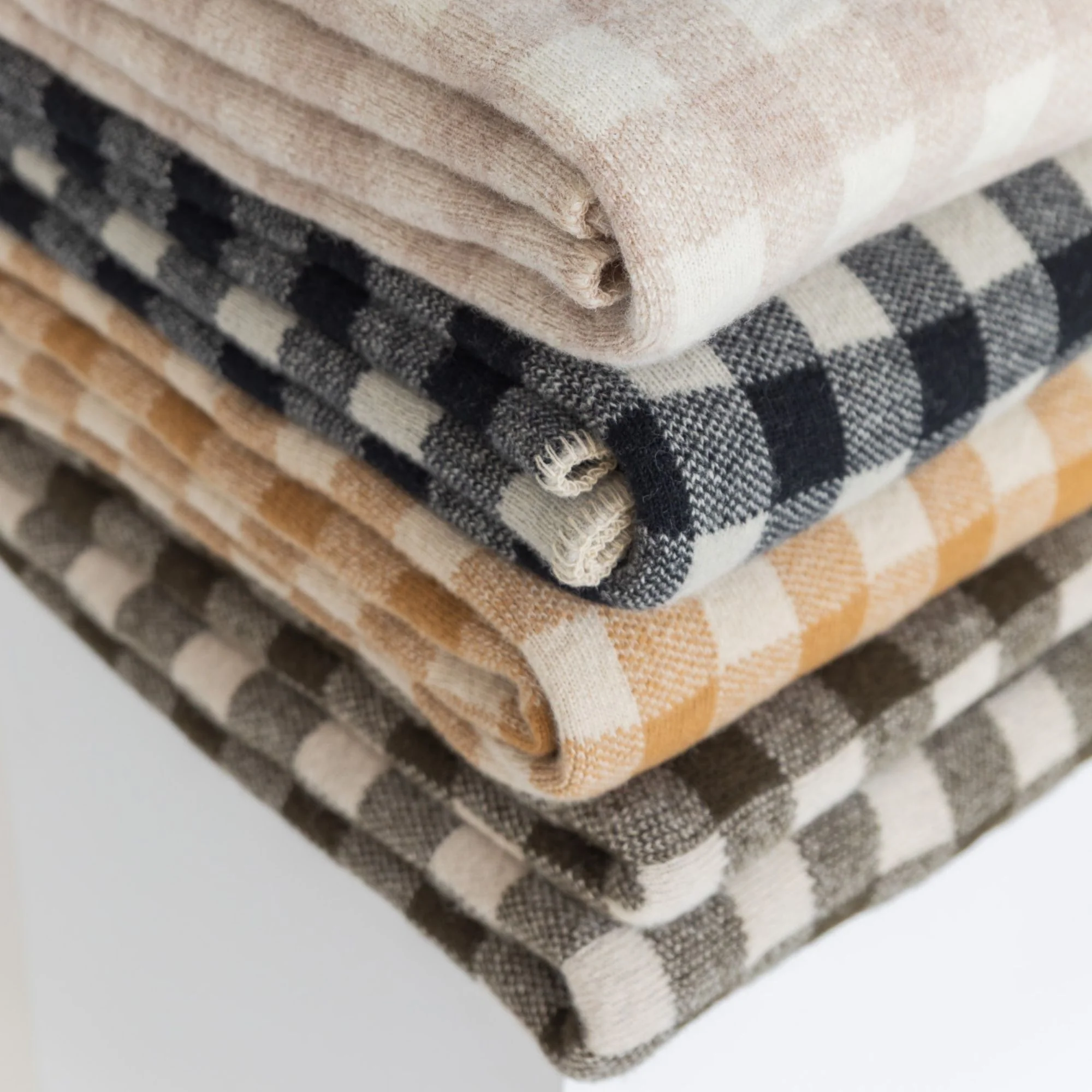 Black Checks Wool Throw Blanket - Image 10