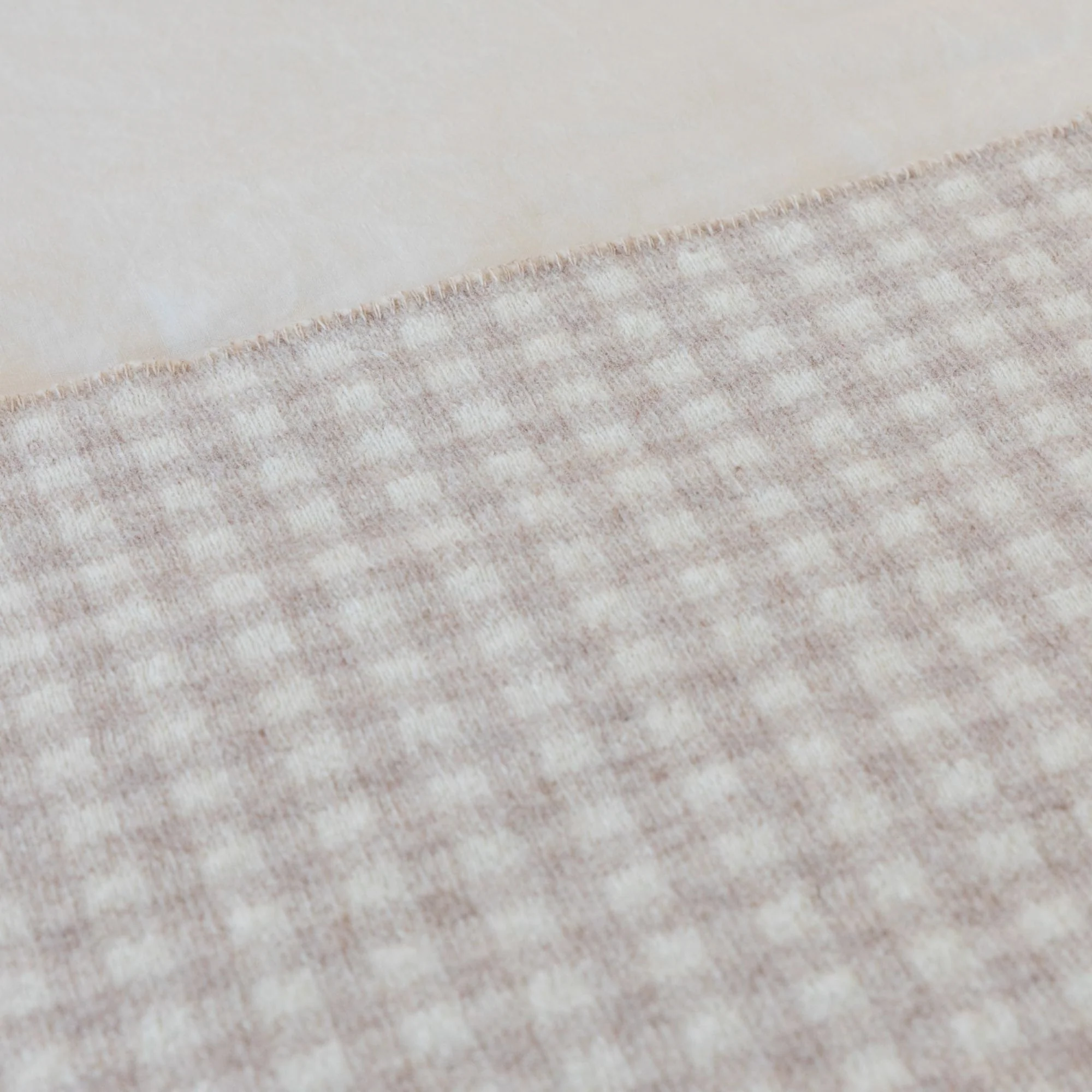 Sand Gingham Wool Throw Blanket - Image 7