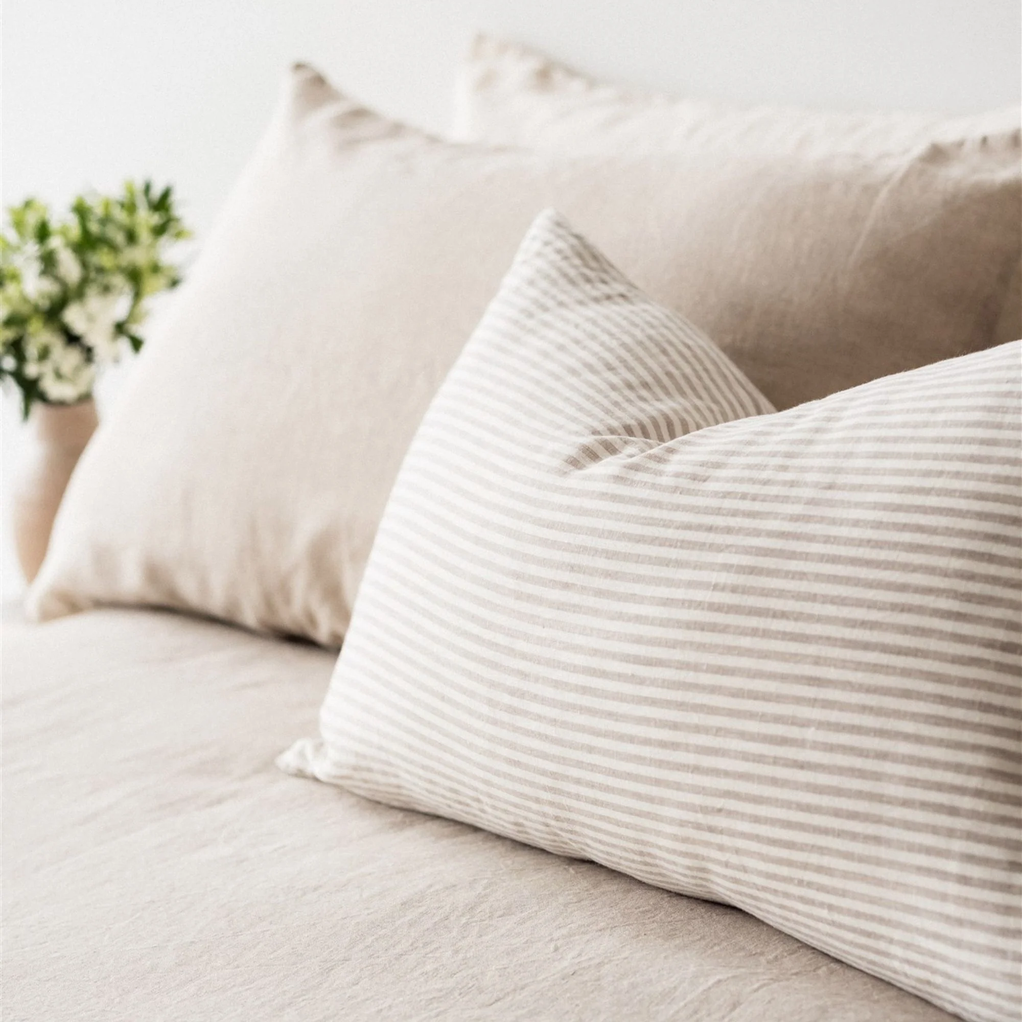 Sand Stripes Linen Rectangle Cushion Cover - Image 2