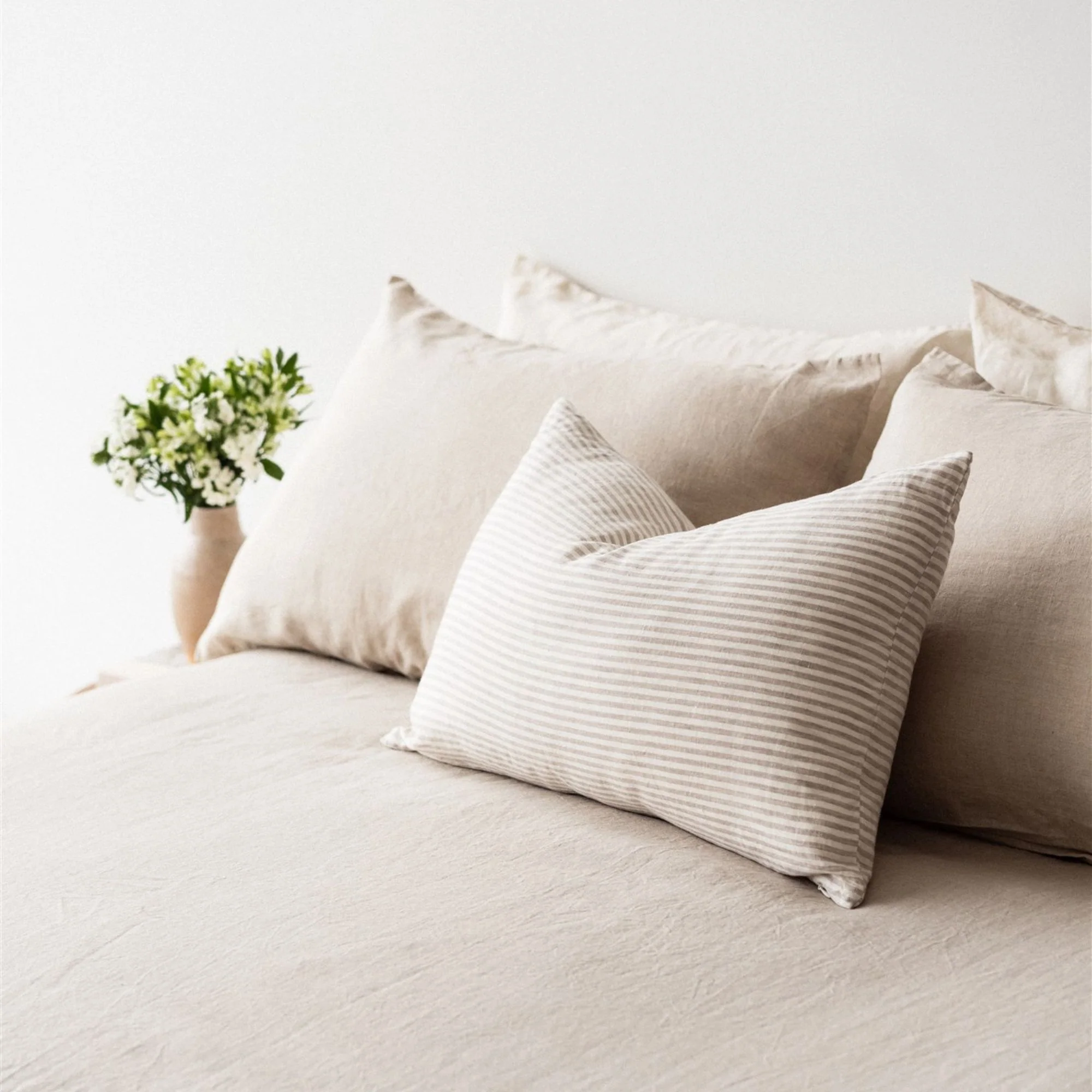 Sand Stripes Linen Rectangle Cushion Cover - Image 3