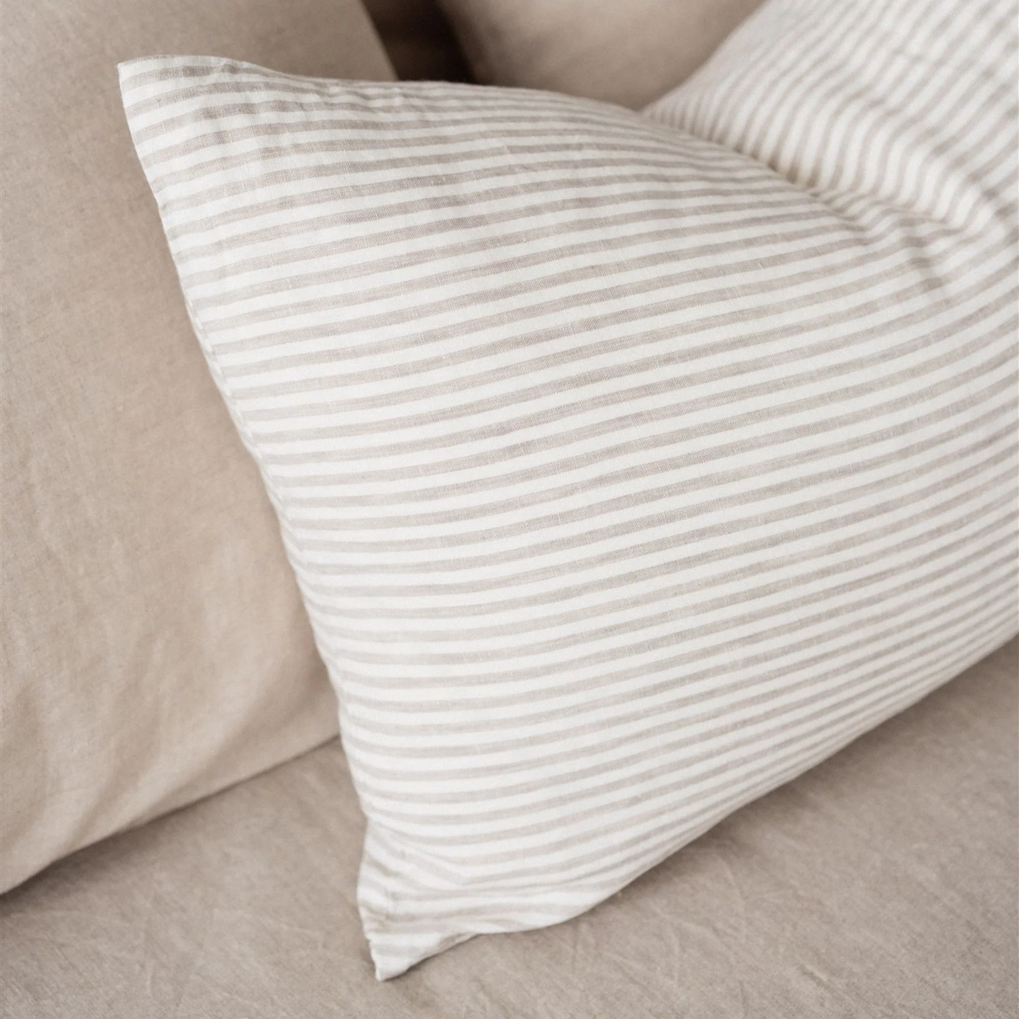 Sand Stripes Linen Rectangle Cushion Cover - Image 5