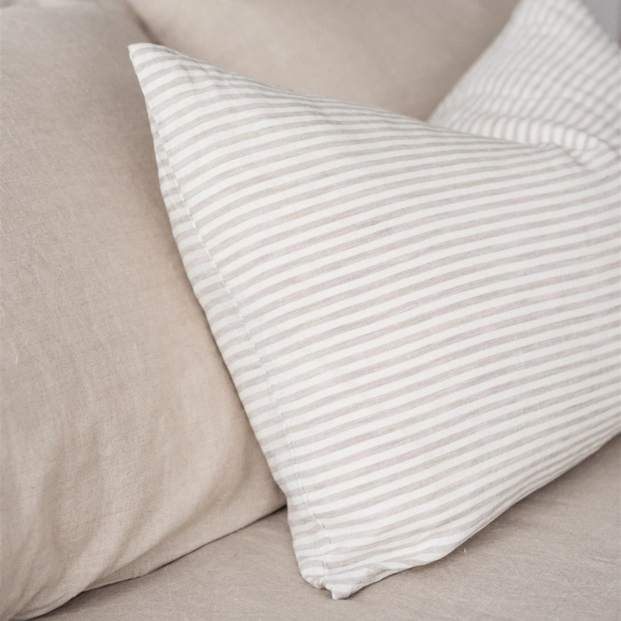 Sand Stripes Linen Rectangle Cushion Cover - Image 6