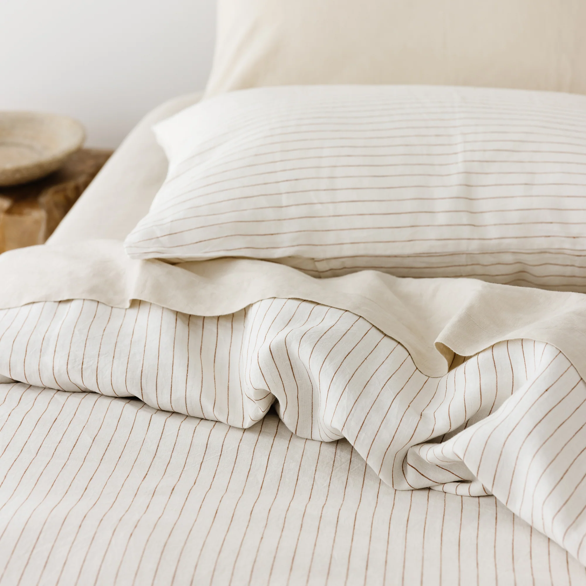 Tobacco Stripes Linen Duvet - Image 8