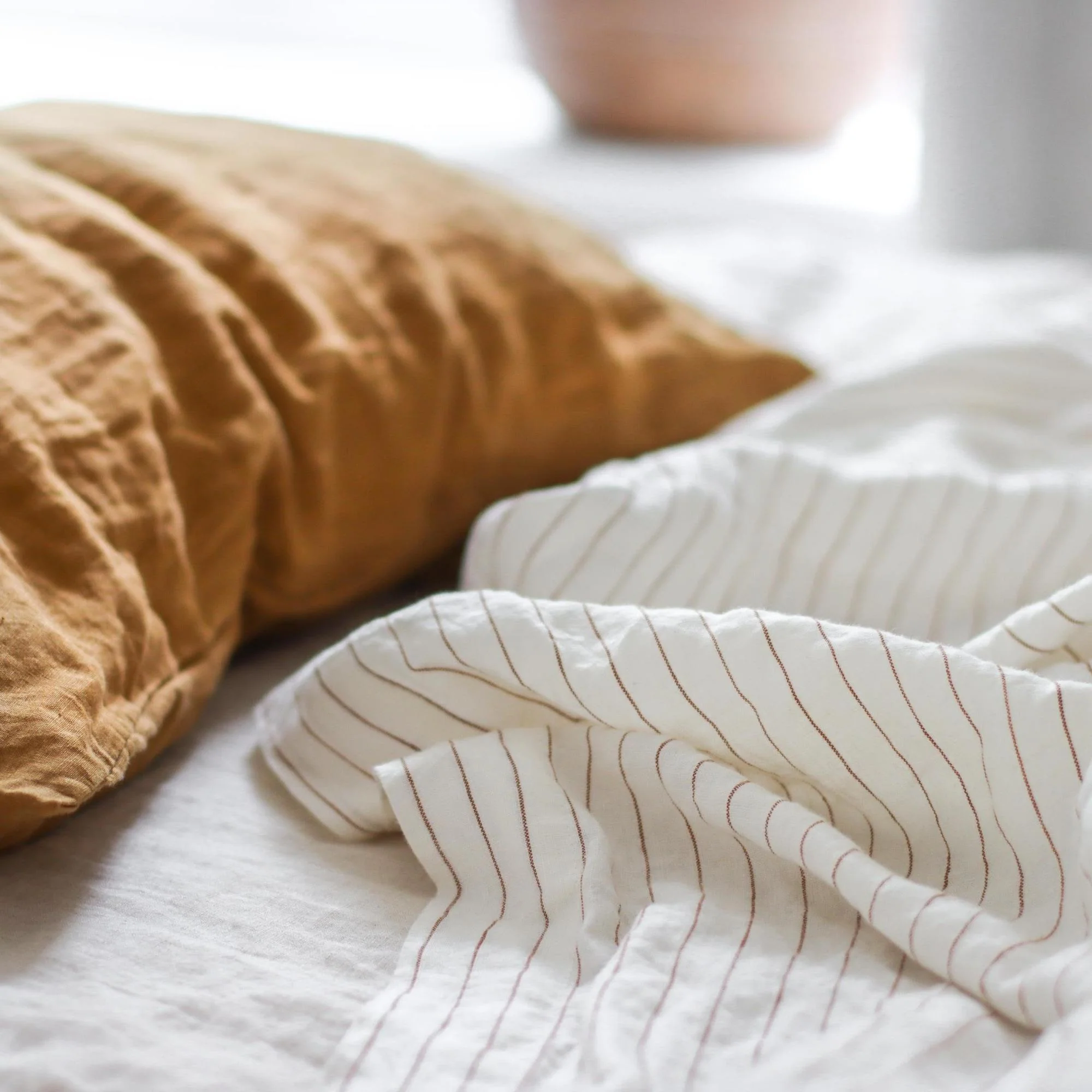Tobacco Stripes Linen Fitted Sheet - Image 6