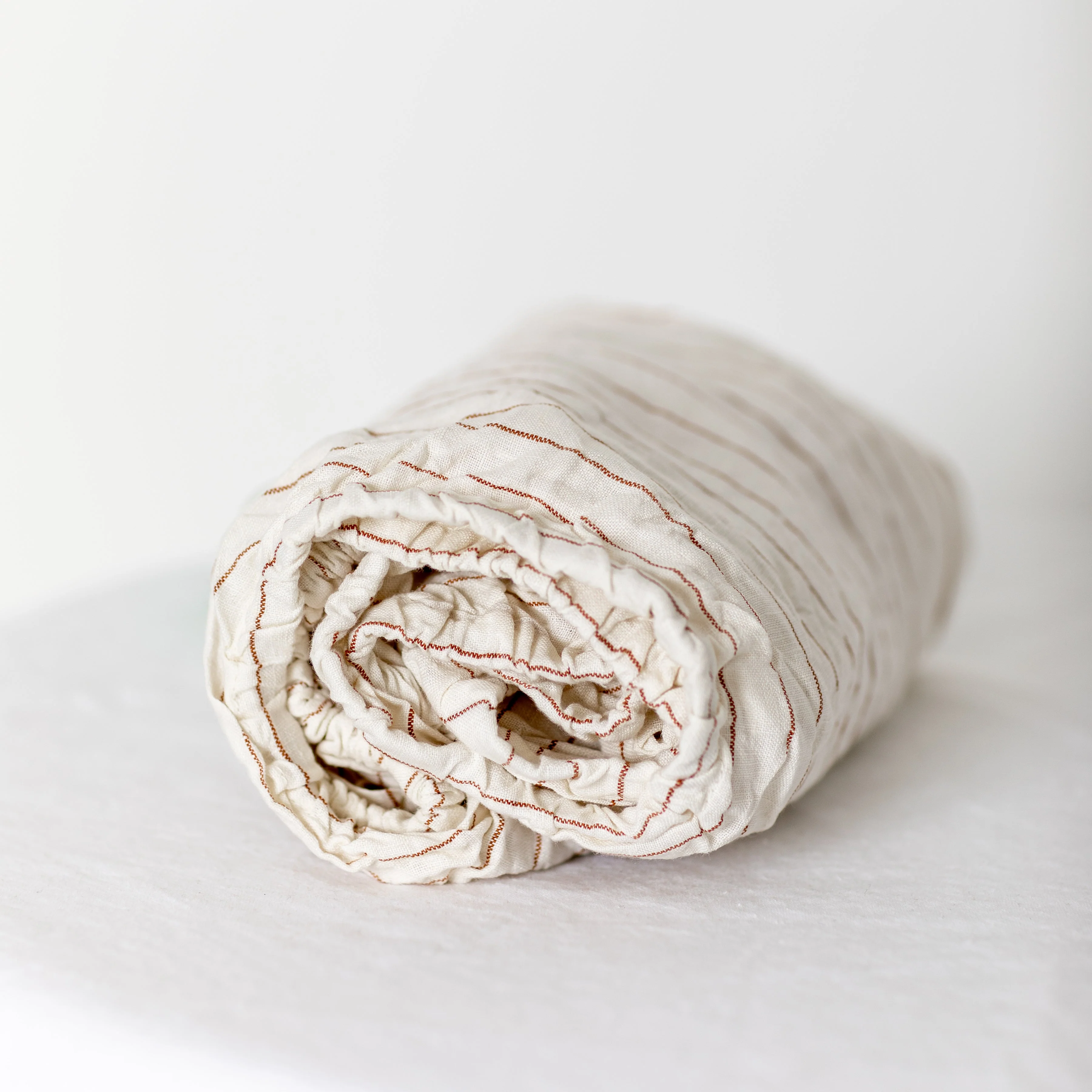 Tobacco Stripes Linen Cot/Bassinet Sheet - Image 5