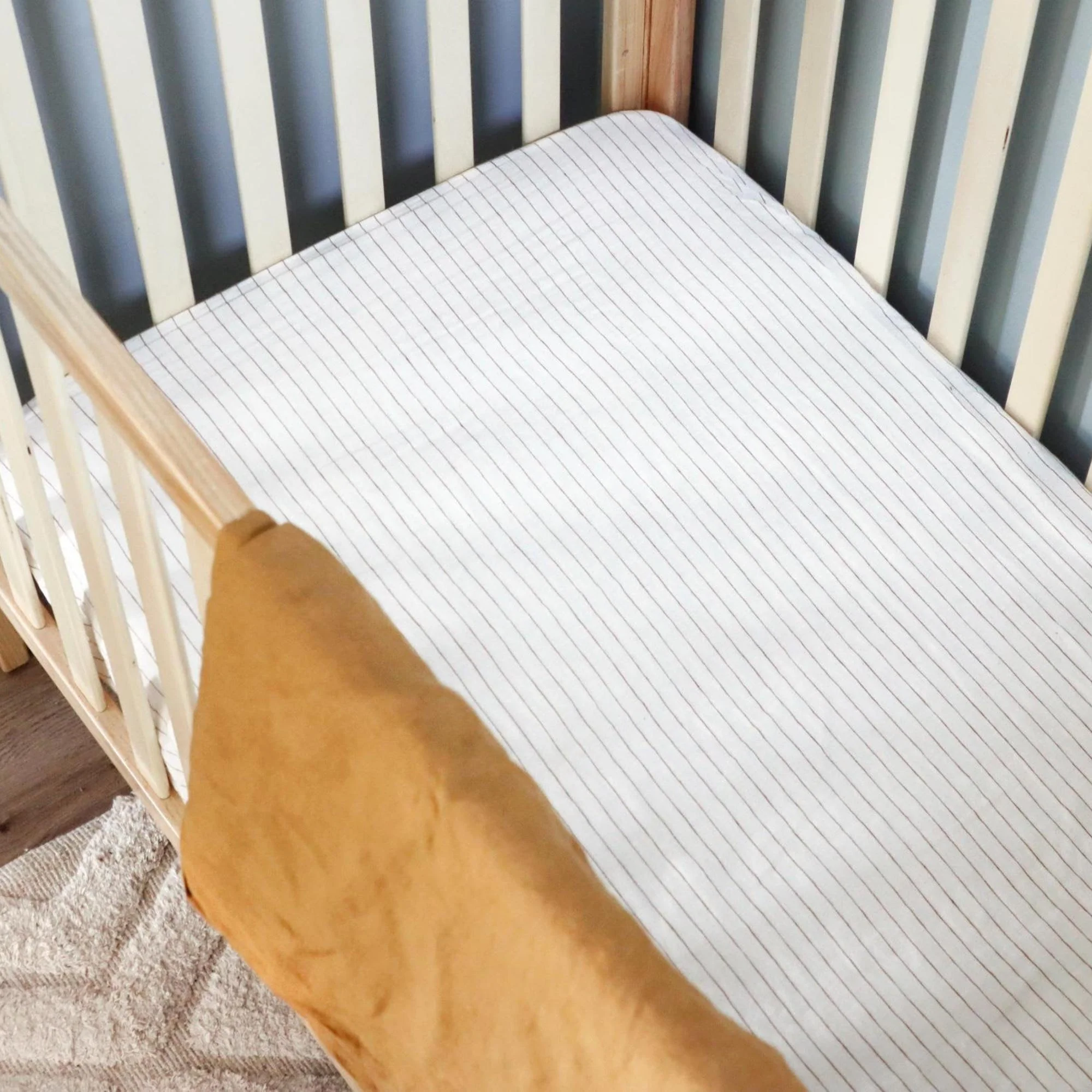 Tobacco Stripes Linen Cot Duvet - Image 5