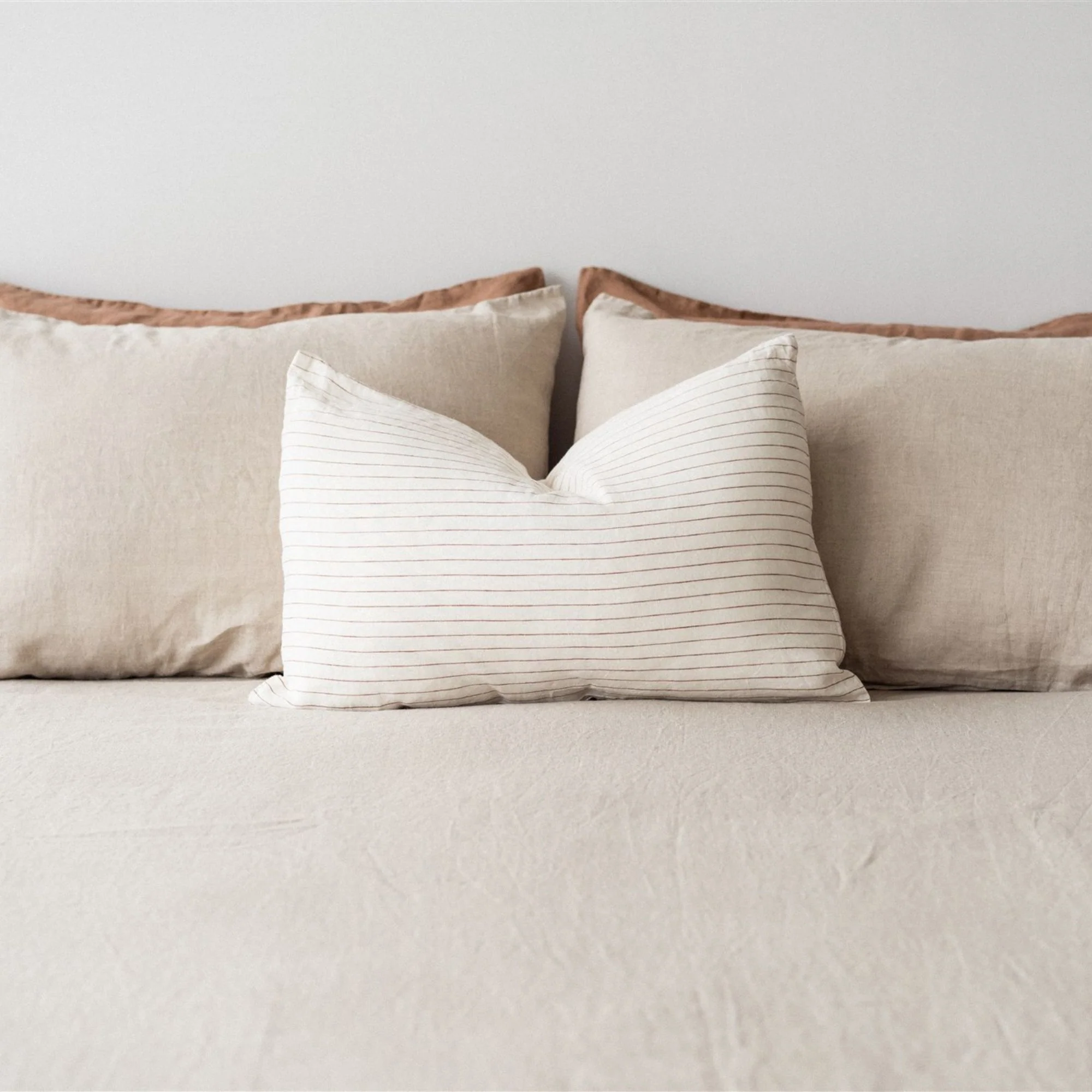 Tobacco Stripes Linen Rectangle Cushion Cover - Image 3
