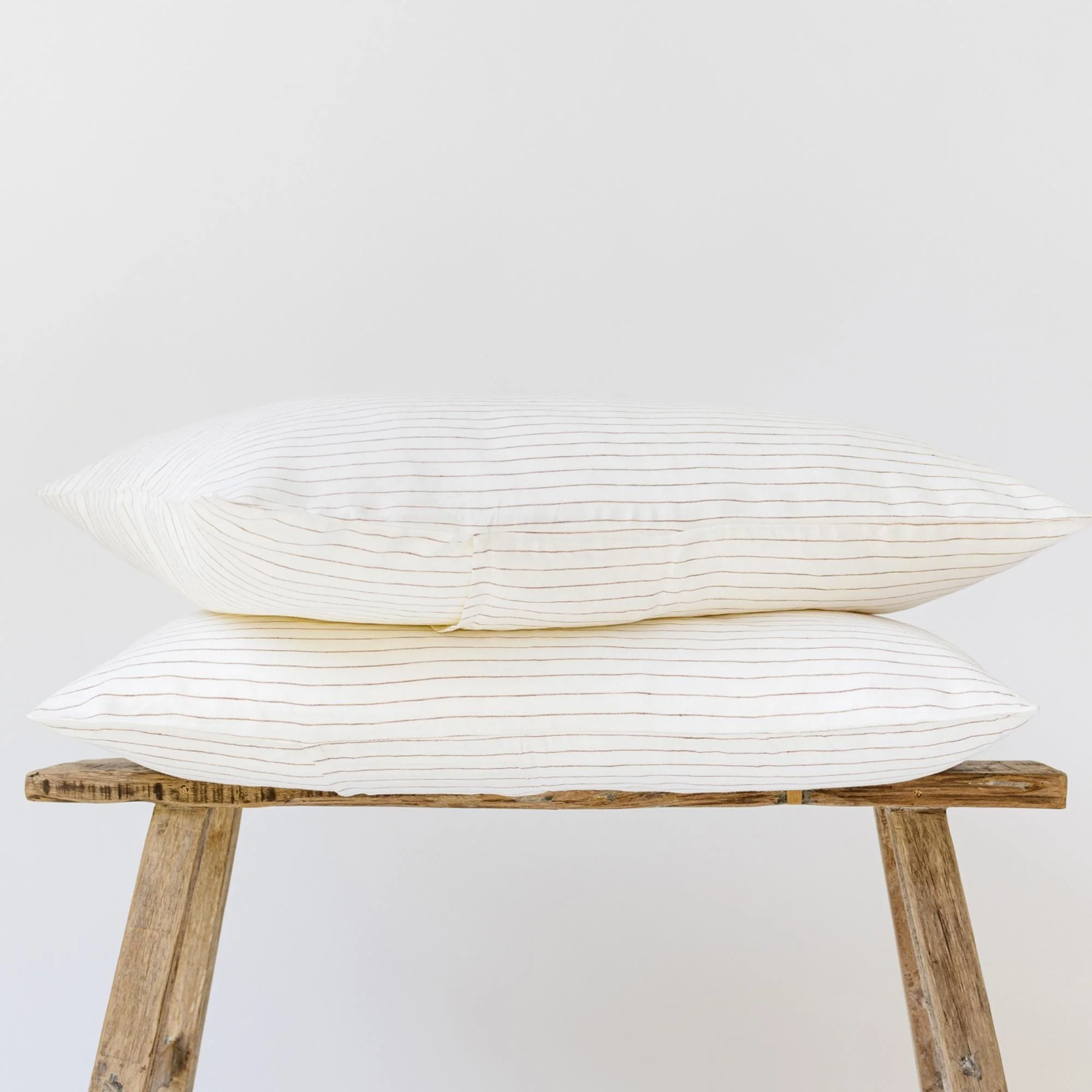 Tobacco Stripes Linen Pillowcases