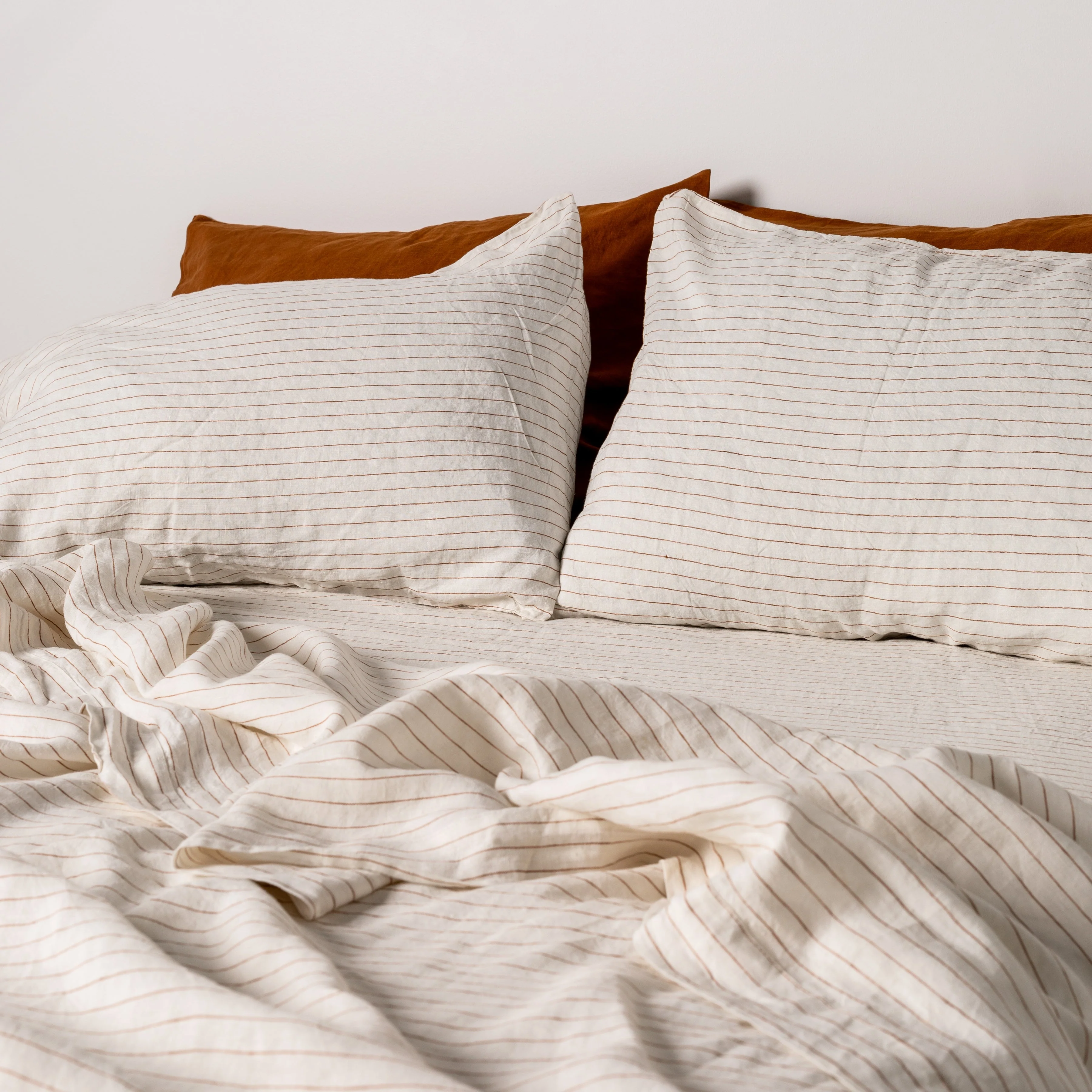 Tobacco Stripes Linen Pillowcases - Image 10